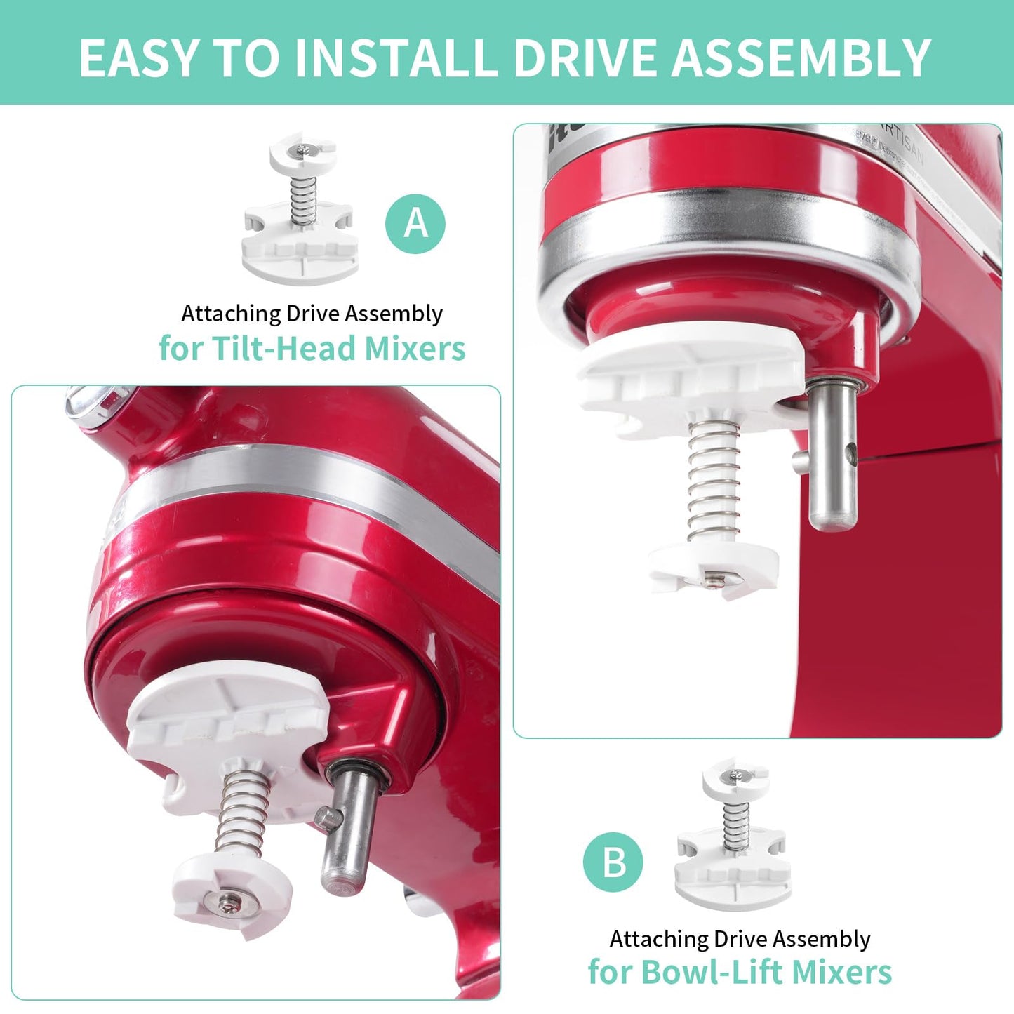 Ice Cream Attachment Compatible with KitchenAid 4.5/5/6/7QT Mixers,Makes 2 Quarts of Ice Cream,Compatible with KitchenAid Ice Cream Maker Attachment,Dishwasher safe(Not Fit 3.5QT Mixers)