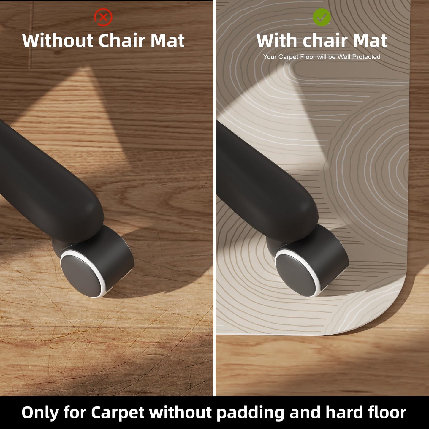 Comfypad - Office Chair Mat, Durable Slip Resistant Desk Chair Mat for Hard Floors, Heavy Duty Office Floor Under Rolling Chair Mat
