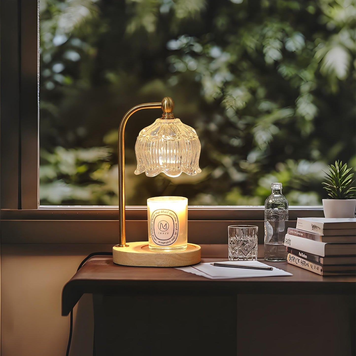 Candle Warmer Lamp with Timer Dimmable,Antique Brass Candle Lamp,Wax Melt Warmer Light for Jar Candles,Mother's Day/Birthday/Christmas Gifts for Mom/Wife,Home Decor Lamp,with 2 Bulbs