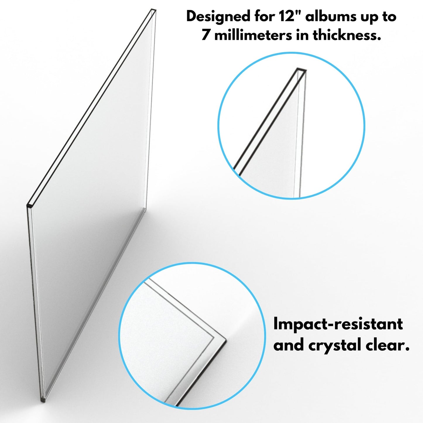 12-Inch Vinyl Record Toploader - Hard Vinyl Record Sleeves Protector - 7mm (7 Millimeters) Thickness Crystal Clear Hard Record Storage Case For Album Protection & Collection Display - 1 PACK (5 PCS)