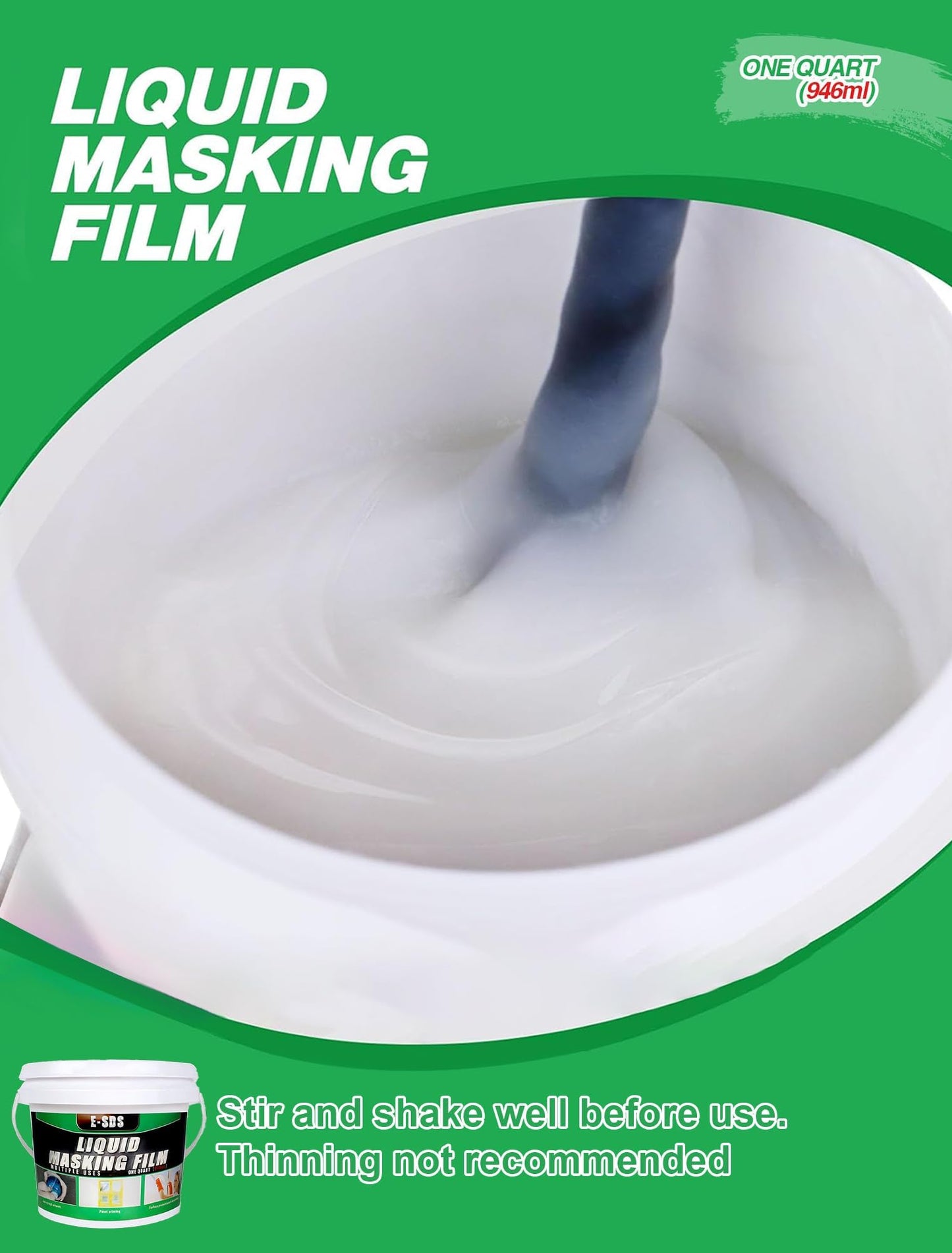 E-SDS Masking Liquid Tape, Transparent Peelable Coating, Used for Priming Window Painting, 1 Quart