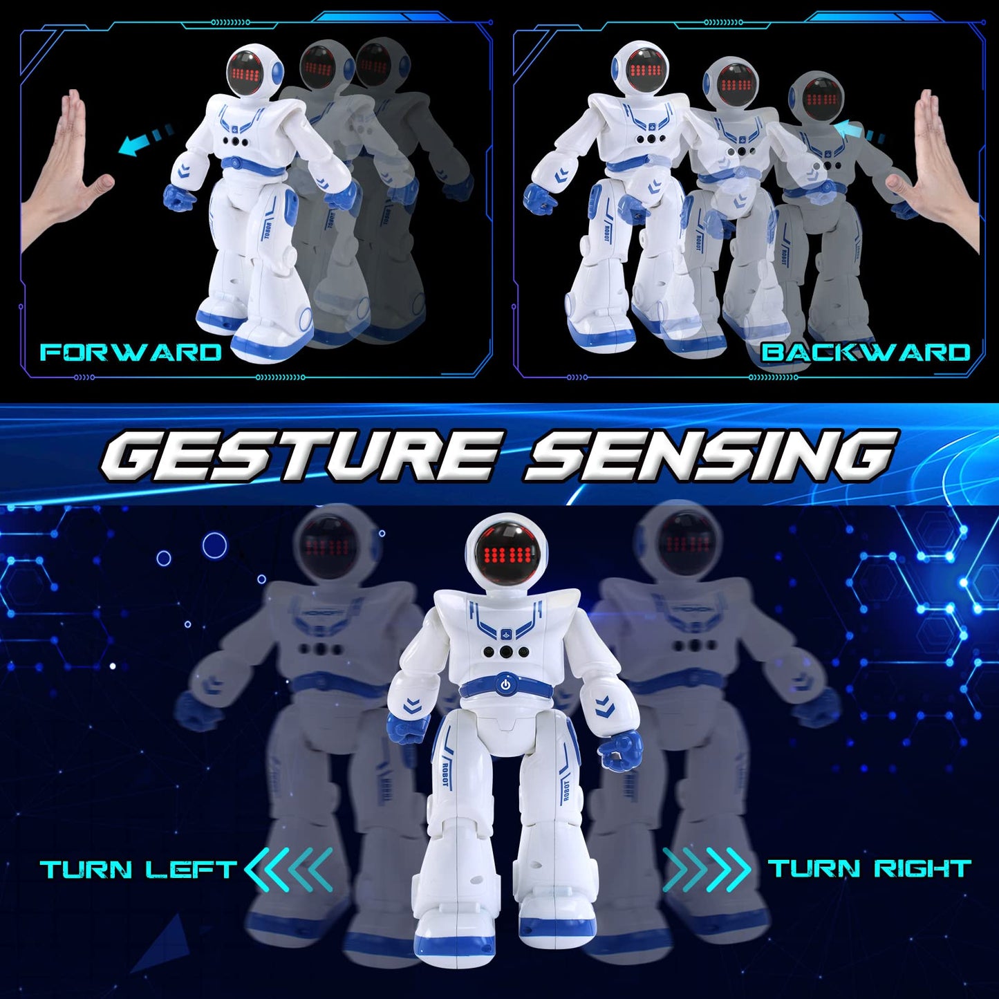 Robot Toys for Kids, Remote Control Robot Kits with RC Smart Gesture Sensing Educational Christmas Birthday Gifts for 4 5 6 7 8 9 10 11 12 Years Old Boys Girls, White