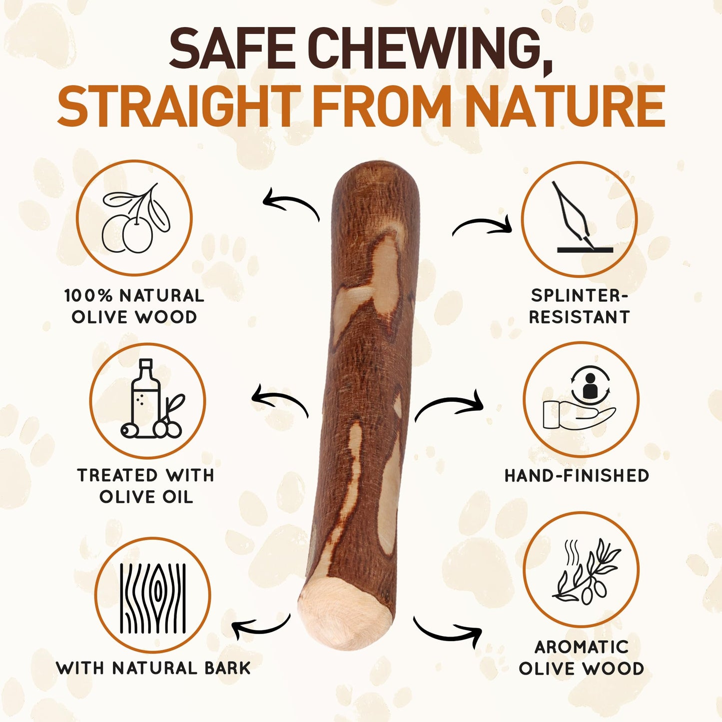 Wildfang® Olive Wood Chewing Sticks for Dogs, L – Tough Chew Toys for Aggressive Chewers, Puppy Chew Toys for Teething, Training for Chewing Muscles, Olive Wood Stick for Dogs Over 25 kg (Pack of 3)