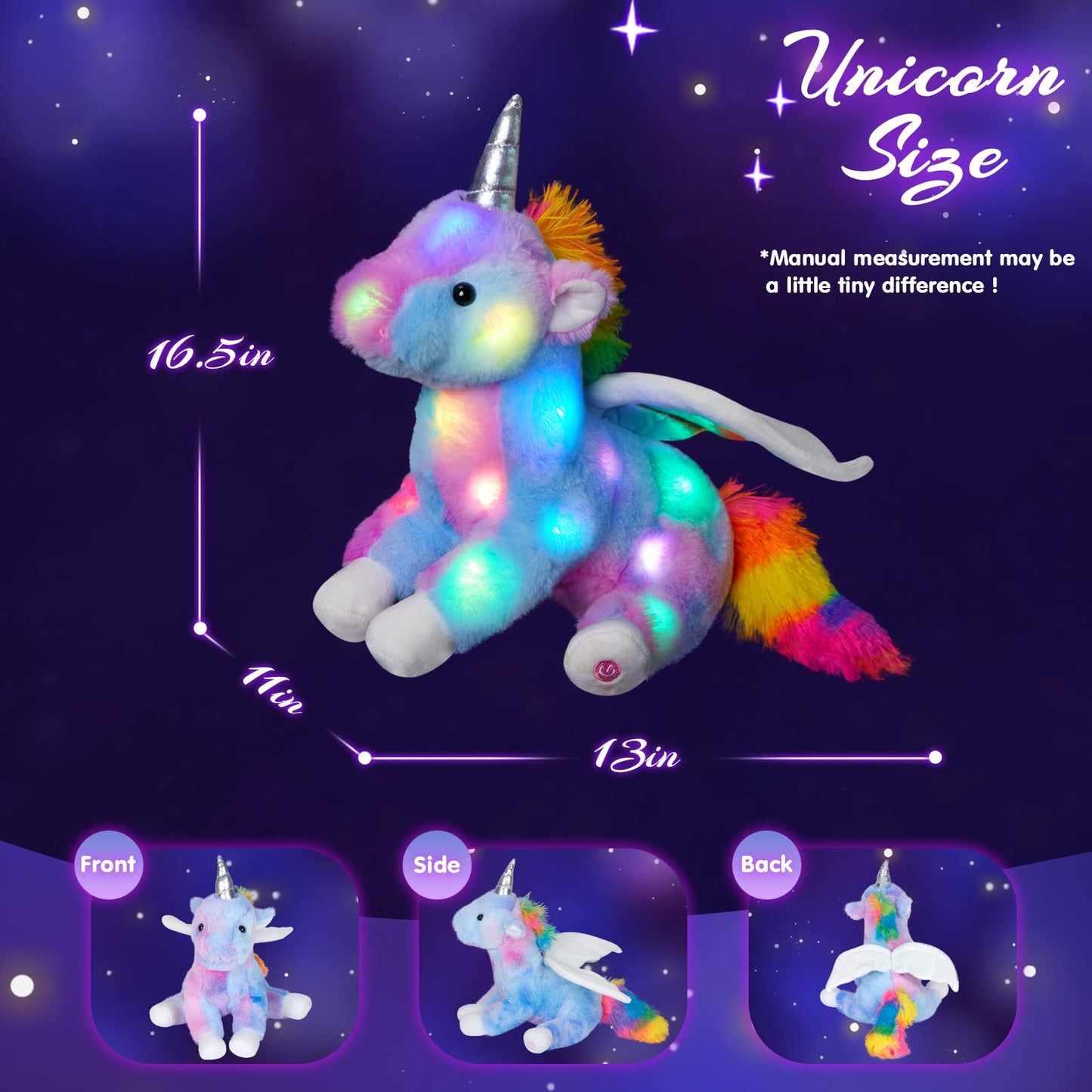 CozyWorld 42CM Unicorn Light up Unicorn Stuffed Animal Glowing Soft Plush Toys Decor Birthday Christmas Children's Day Gifts for Toddlers Boys Girls Kids