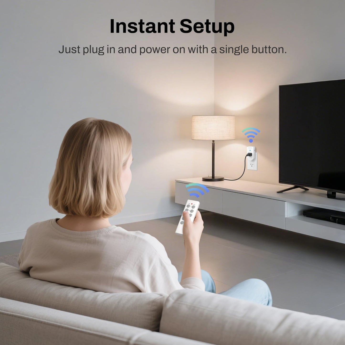 BN-LINK Wireless Remote Control Electrical Outlet Switch for Lights, Fans, Christmas Lights, Small Appliance, Long Range White 10A/1200W,2 Remote + 5 Outlet