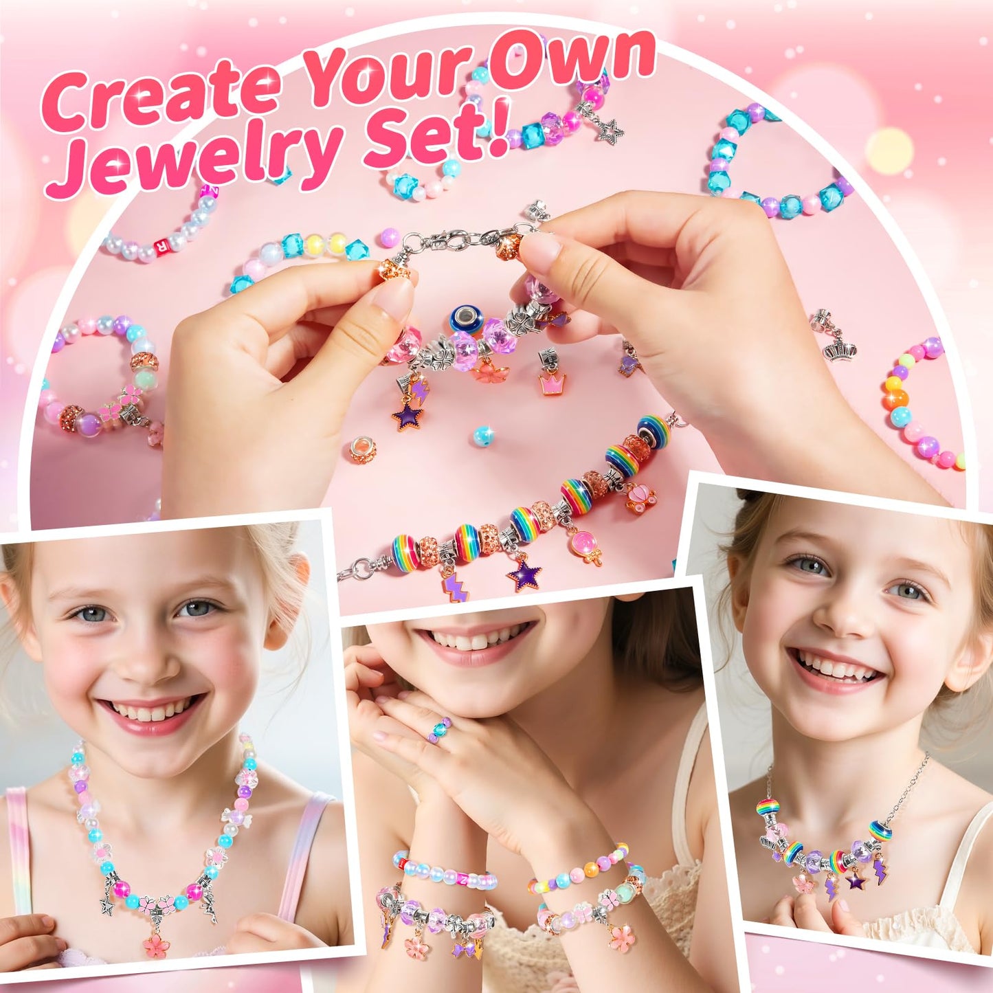 BLmukce Charm Bracelet Making Kit for Girls Ages 8-12, DIY Jewelry Making Kit & Art Craft Set with Beads, Charms & Necklace Supplies Birthday Party Christmas Ideas for Kids 4-6 7 8-12 Years Old girl Adult