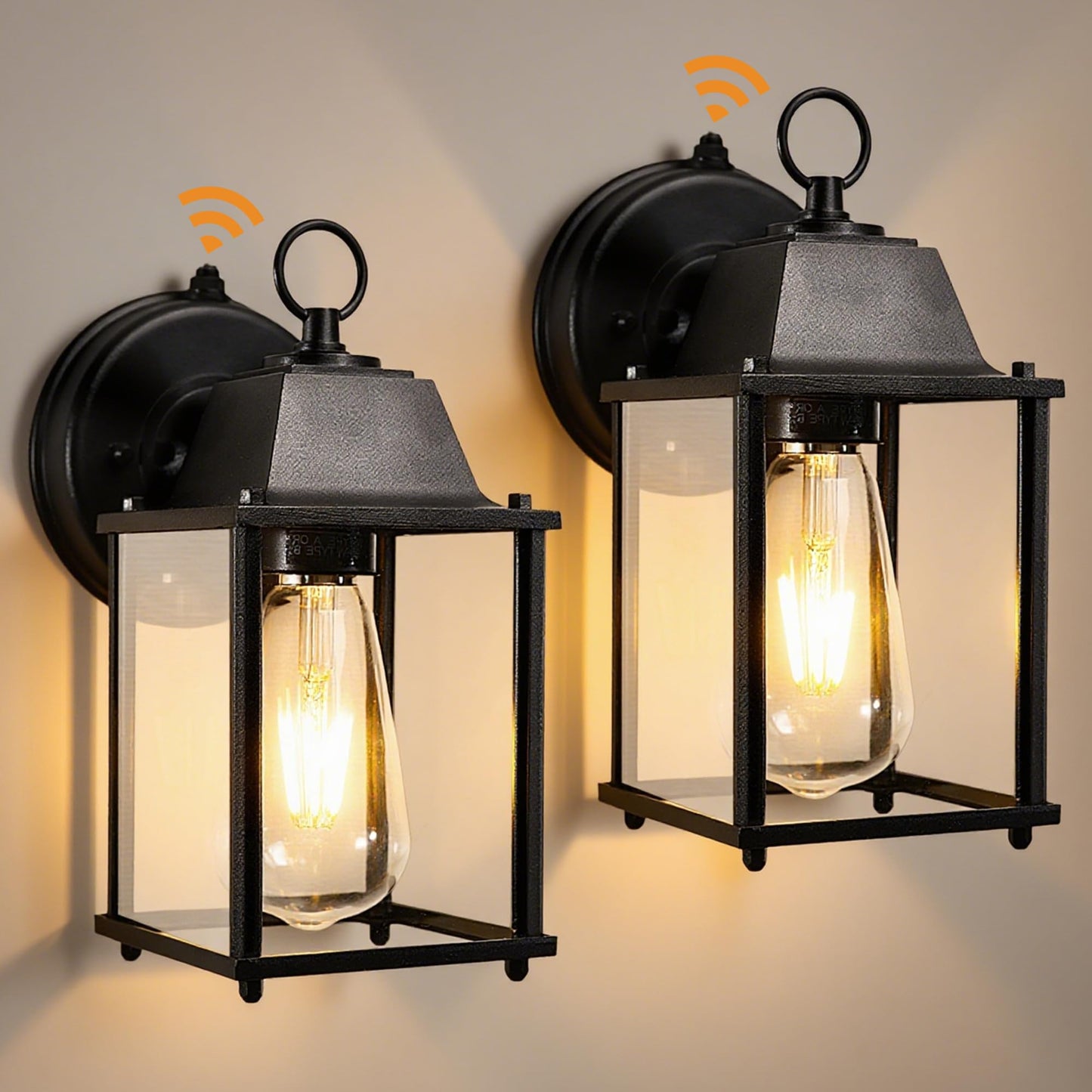 Dusk to Dawn Outdoor Light Fixture 2 Pack | Black Waterproof Wall Mount Aluminum Exterior Lights for Porch, Garage, Pathway, and Patio