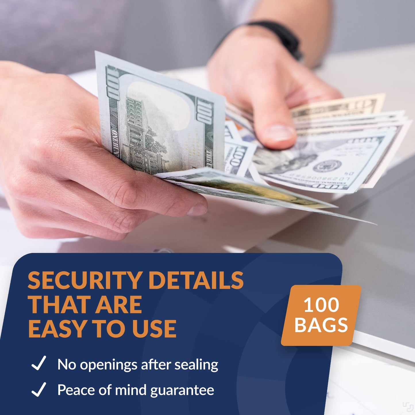 CONTROLTEK SafeLOK Tamper-Evident Cash Bags 12" x 16" Opaque, Pack of 100