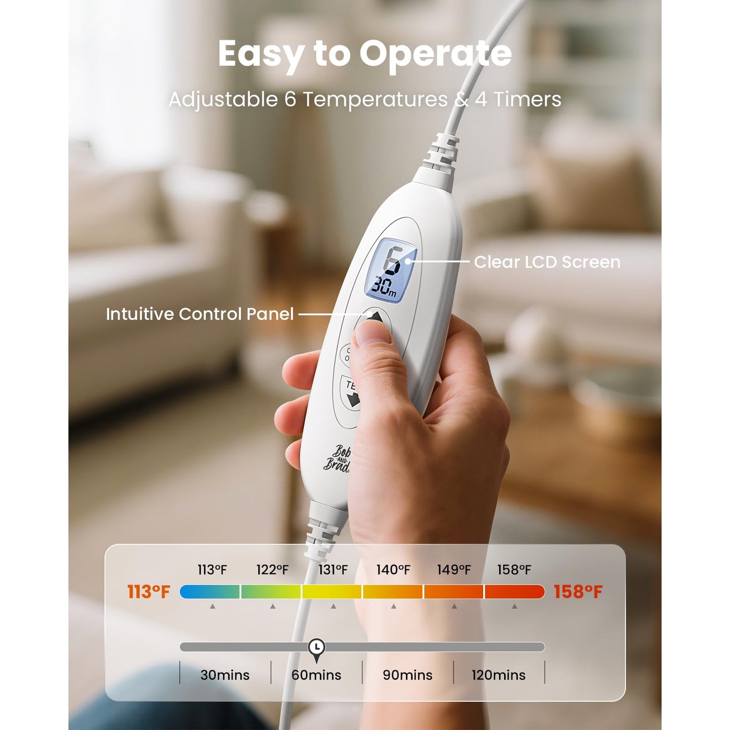 BOB AND BRAD Heating Pad for Back, 24"x34" Large Edge-weighted Electric Heat Pad for Neck, Shoulders & Full Body Comfort, Fast Heating, ETL Certified, Gift for Women Men Family