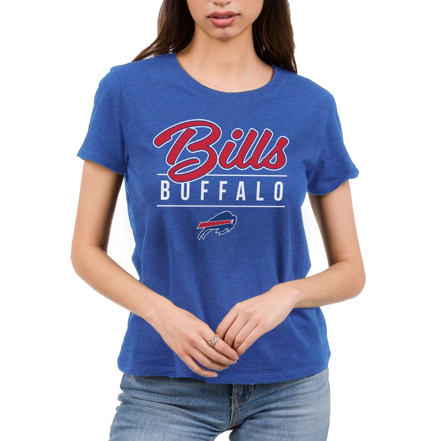 Junk Food Clothing x NFL - Women's Fan Favorite Short Sleeve Fan Shirt - Officially Licensed NFL Appare Blue