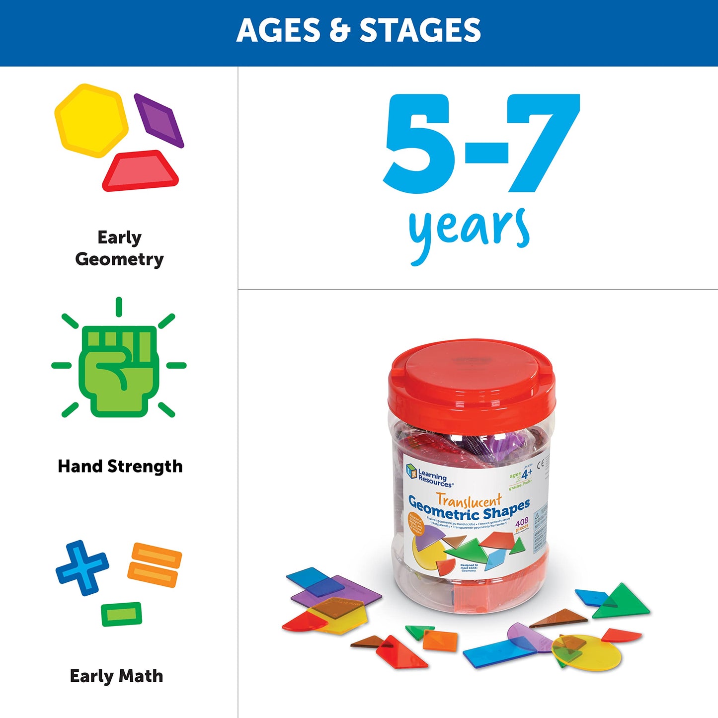 Learning Resources LER1766 Translucent Geometric Shapes