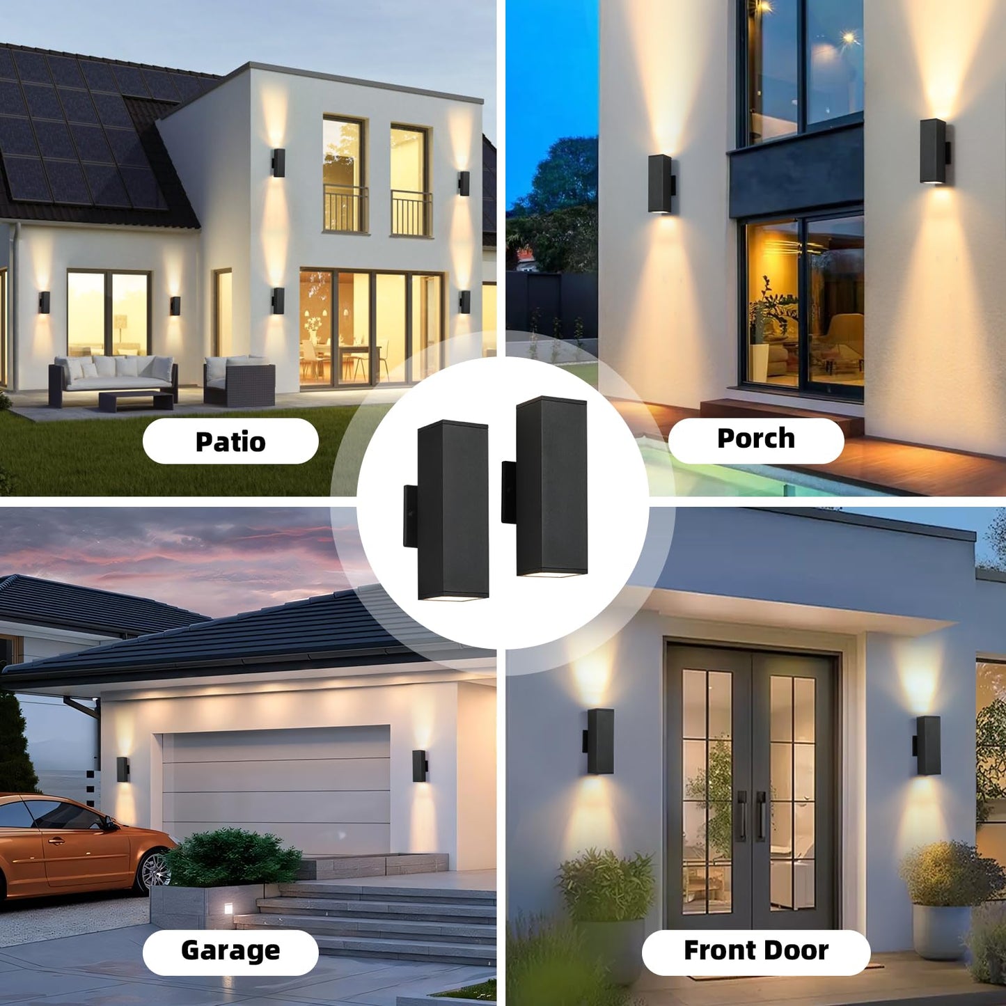 tewei LED Outdoor Wall Sconce Lights Modern Exterior Lighting Fixtures, Matte Black Up and Down Outdoor Wall Lights for House Front Porch Garage, Warm White 3000K, 1 Pack