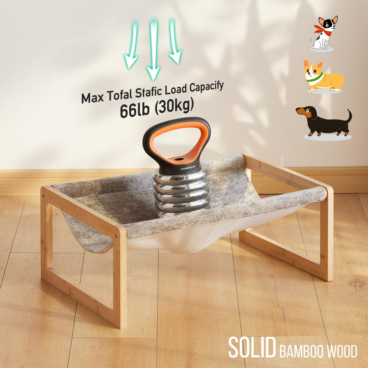 Kiplant Elevated Cat Bed, Large Hammock for Outdoor, 25 X 16.5 Inch Pet Furniture for Kitty, Puppy, Rabbit, Bunny and Small Animals