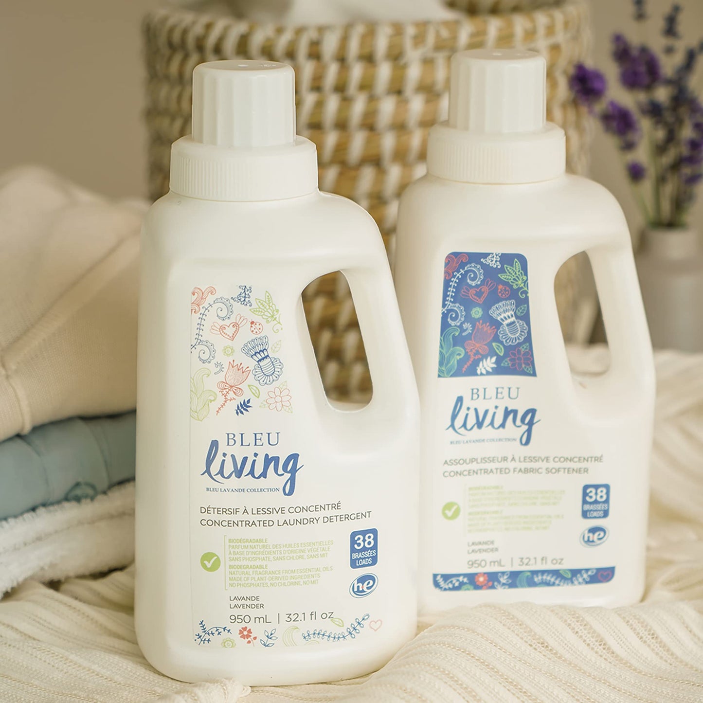 Bleu Lavande - Natural Liquid Laundry Detergent - Concentrated Detergent - Made with Pure Lavender Essential Oil - Biodegradable - No Phosphates - No artificial fragrances - 3x 32.1 Fl Oz - 3 Pack