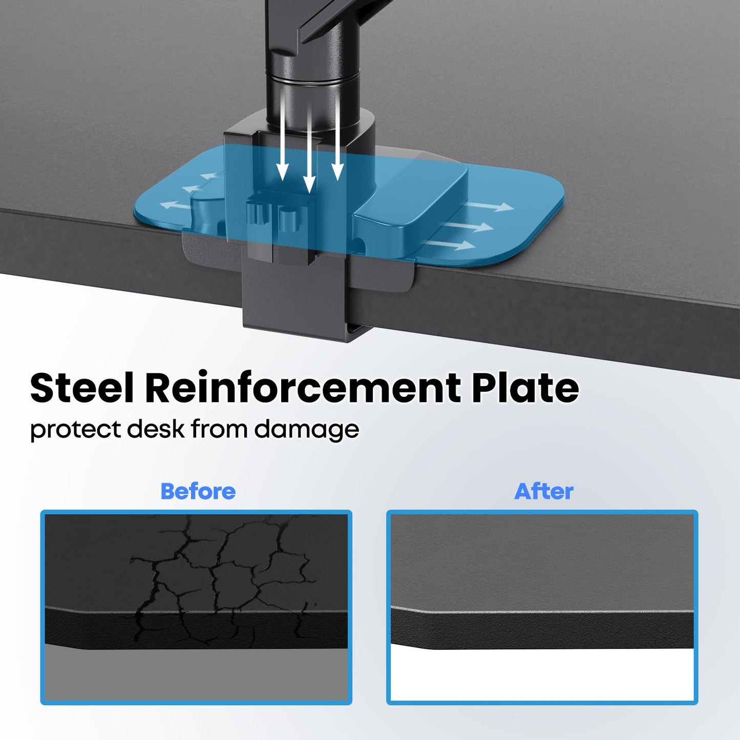 PUTORSEN 17-57 Inch Ultrawide Monitor Arm and TV Desk Mount,up to 27kg, Premium Aluminum Single Monitor Arm Desk Mount with Gas Spring, Steel Reinforcement Plate, VESA 75x75 to 200x200