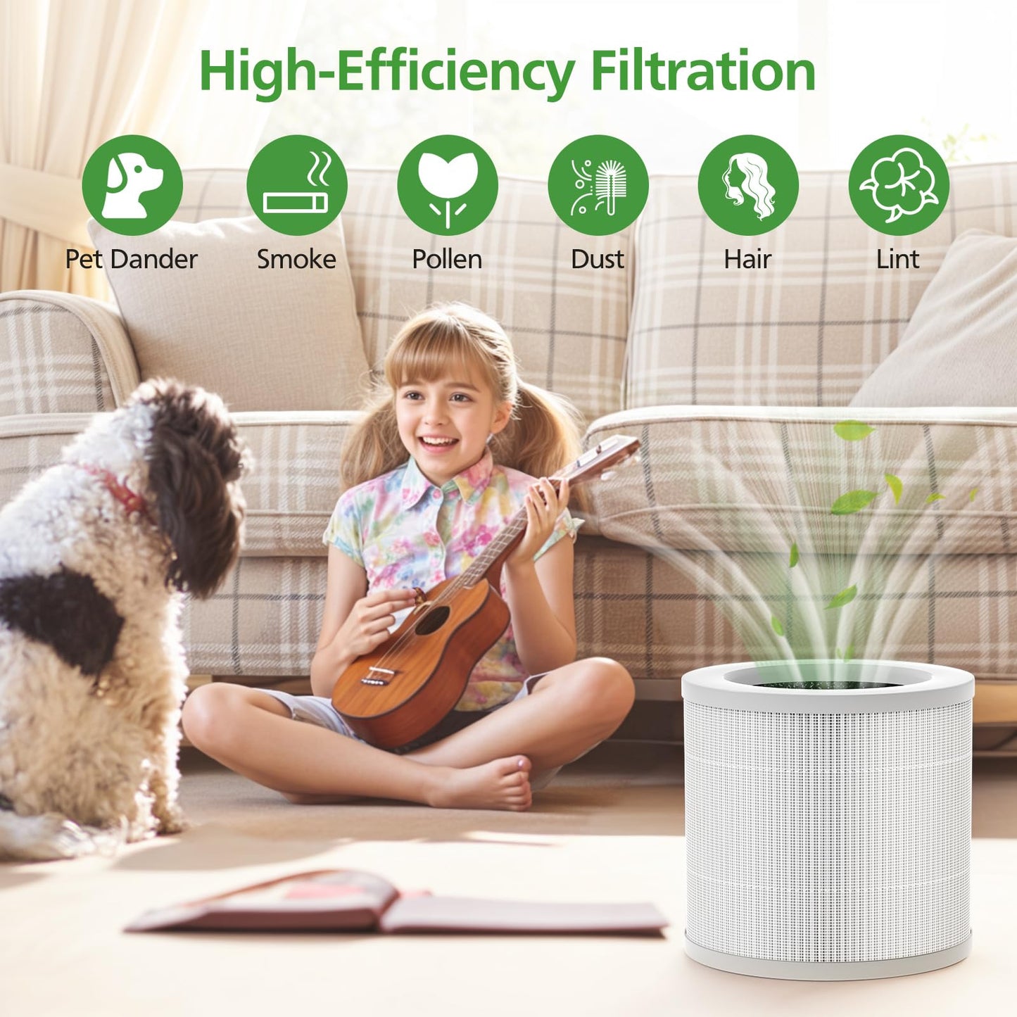 2 Pack A1 Replacement Filter Compatible with VEWIOR A1 Air Purifier, AMEIFU AP01W, KOIOS HQKJ-50 Air Pur ifier, 3-in-1 H13 True HEPA Air Cleaner Filter
