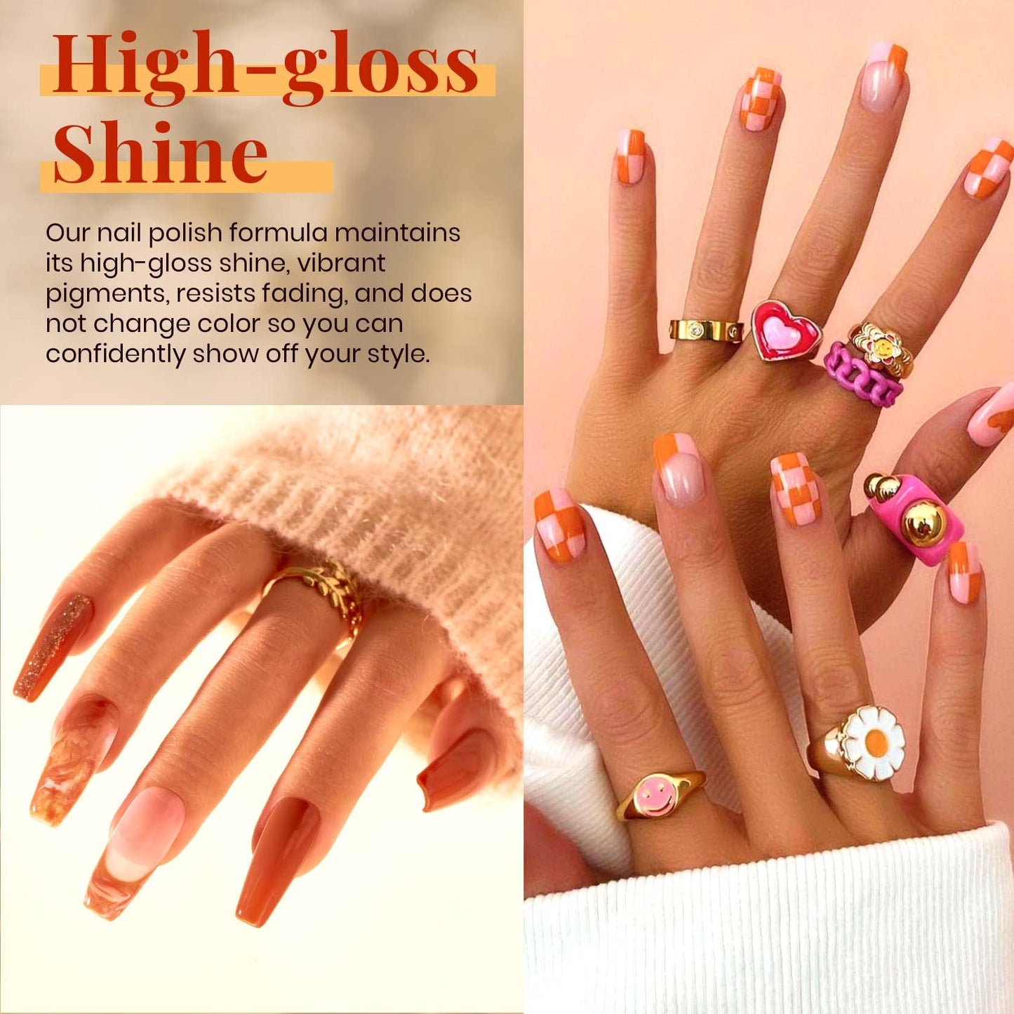 Beetles 23Pcs Fall Gel Nail Polish Kit Winter 20 Colors with Base Gel Top Coat Orange Brown Burgundy Red Gel Polish Set Soak off Uv Golden Glitter Holiday Nail Art Gift for Girls