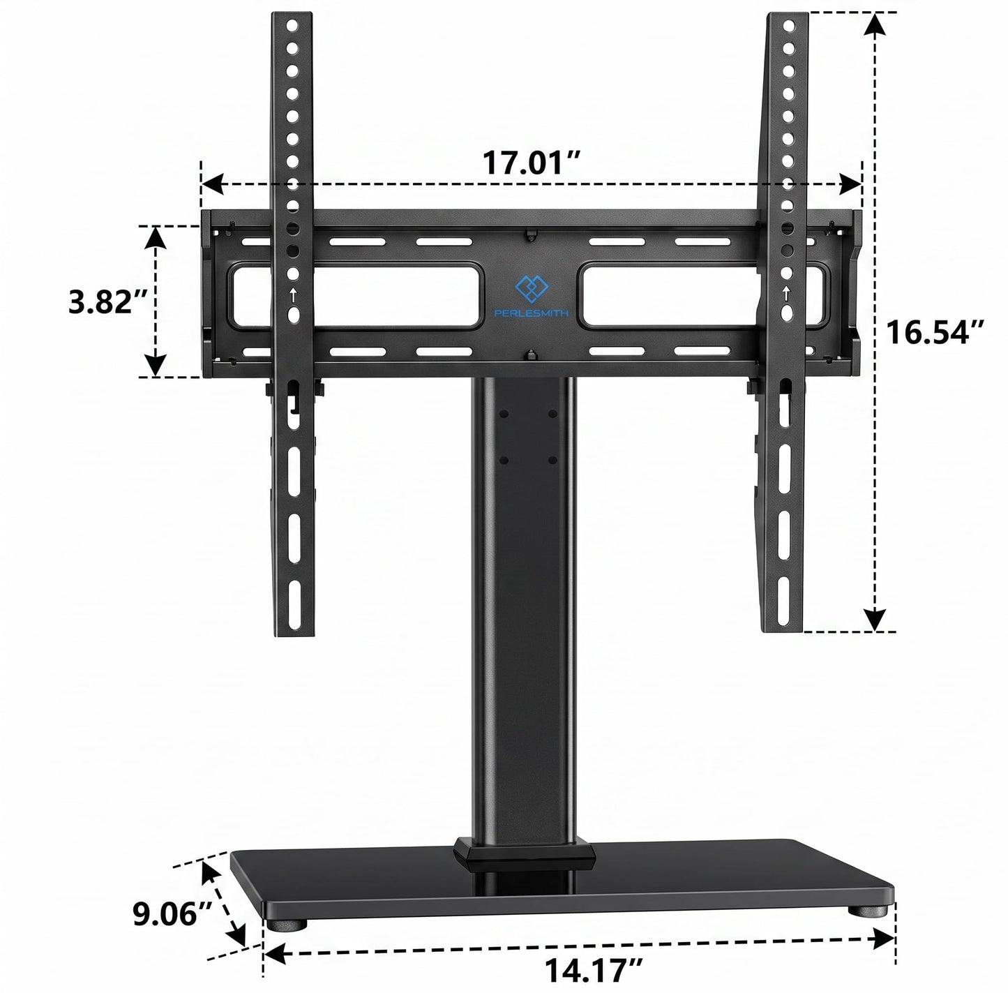 PERLESMITH Swivel Universal TV Stand/Base - Table Top TV Stand for 24-60 inch LCD LED TVs - Height Adjustable TV Mount Stand with Tempered Glass Base, VESA 400x400mm, Holds up to 99lbs PSTVS09