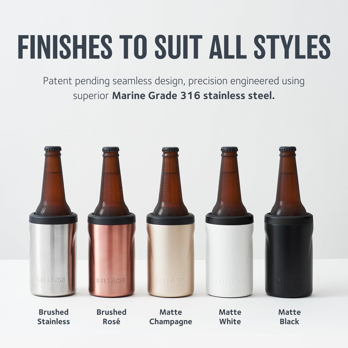 Huski Beer Cooler 2.0 | New | Premium Can and Bottle Holder | Triple Insulated Marine Grade Stainless Steel | Detachable 3-in-1 Opener | Works as a Tumbler | Best Gifts for Beer Lovers (Stainless)