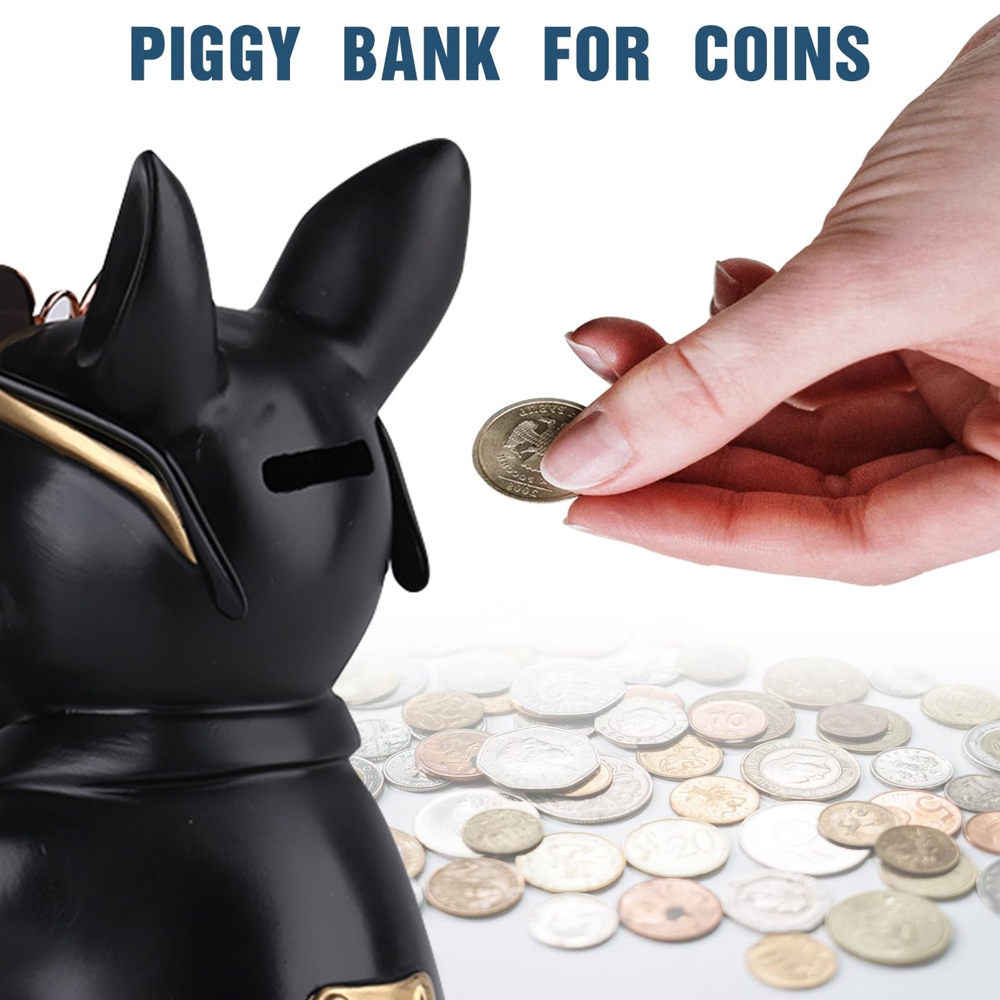 XYQXYQ French Bulldog Statue, Resin Dog Butler Decoration Storage Tray, Modern Home Decor Creative Cute Dog Storage Tank, Applicable for Storing Wallet, Key, Necklace, Candy(Black)