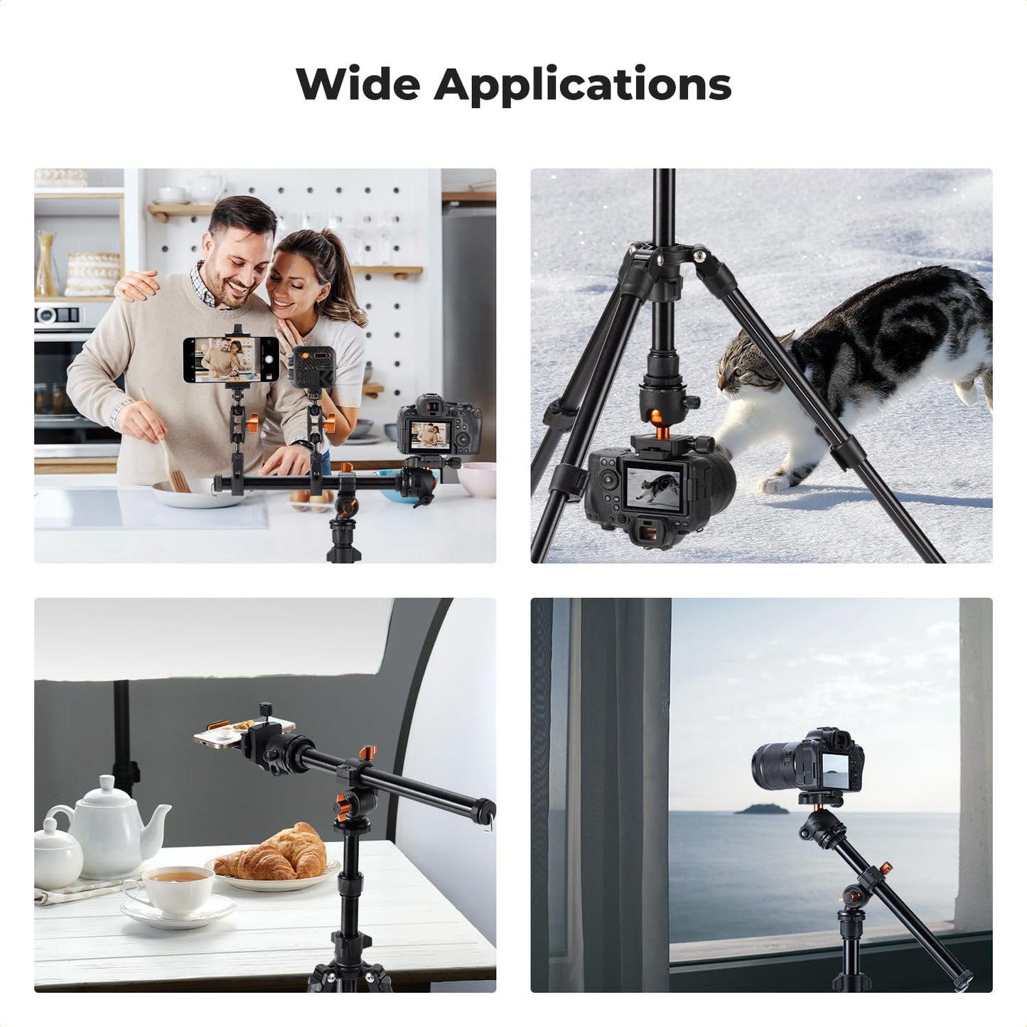 K&F CONCEPT 76 inch Camera Tripod with Rotatable Multi-Angle Center Column,Lightweight Travel Outdoor DSLR Tripods with 360 Degree Ball Head Load Capacity 8kg/17.6lbs, Cellphone Clips for Smartphone