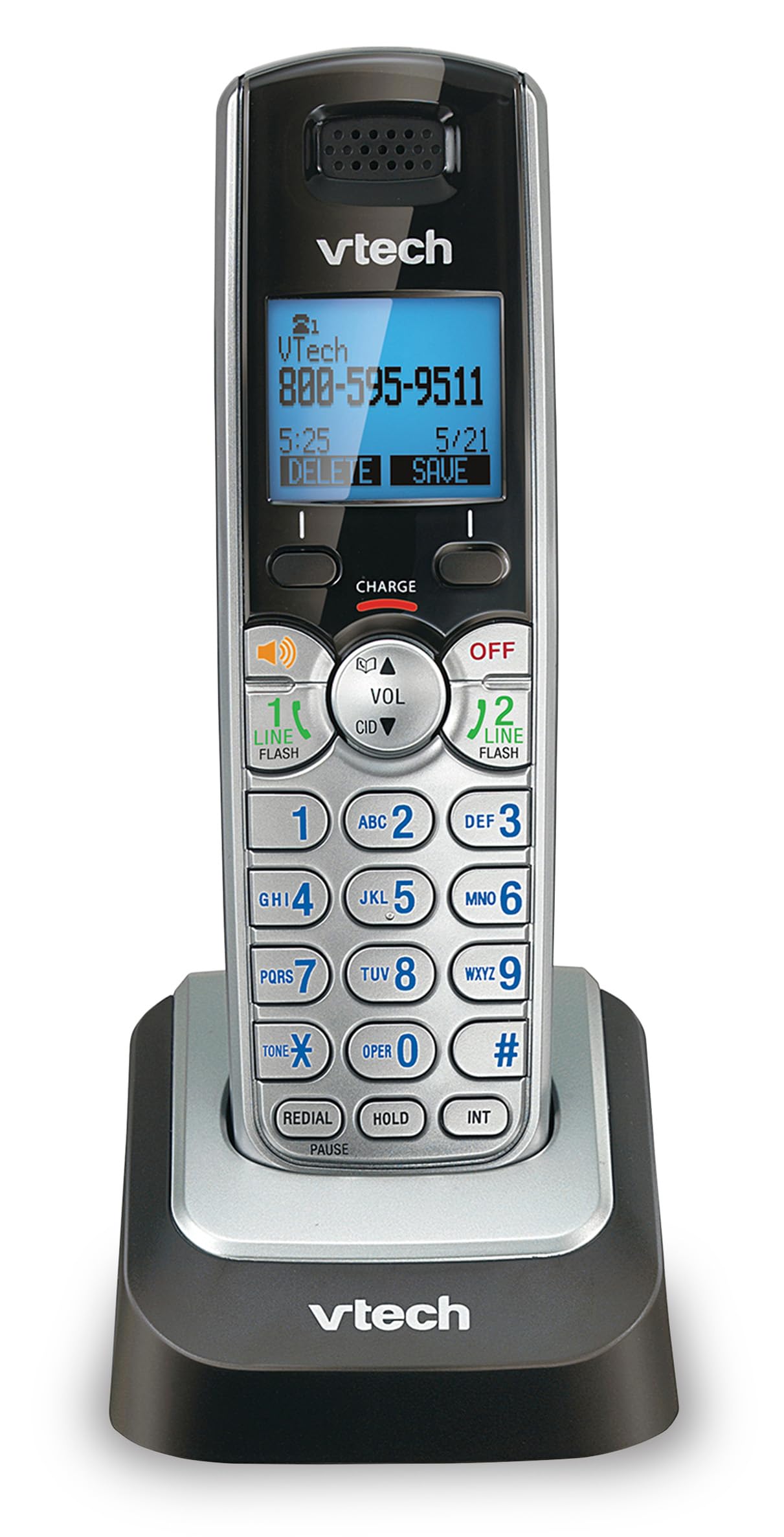 Vtech DS6101 VTech Accessory Cordless Handset, Silver/Black | Requires a DS6151 Series Phone System to Operate