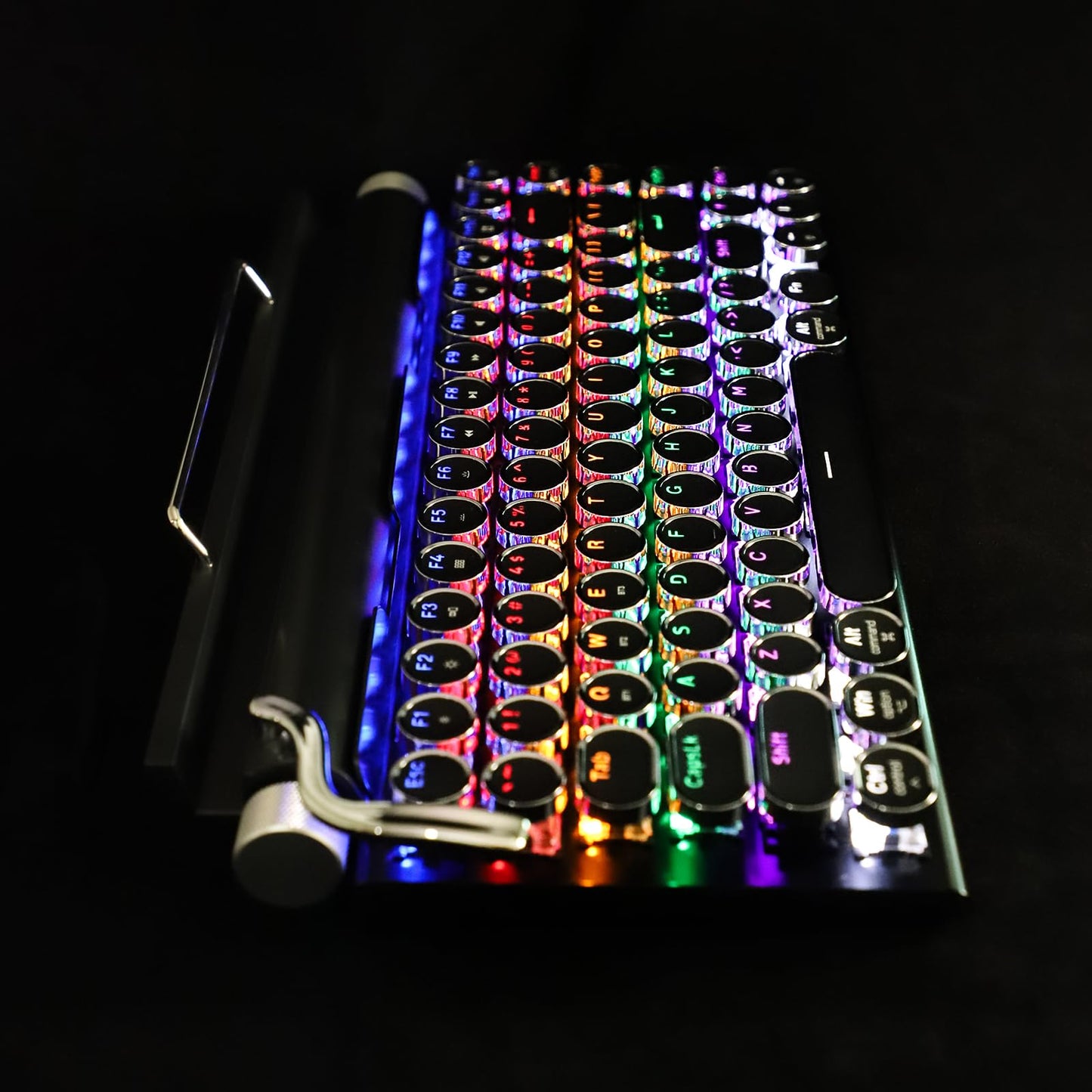 Typewriter Keyboard,Round Keycaps/White Backlit/Compact 75% Layout Keyboard for Windows/Mac/PC/Laptop (Black)