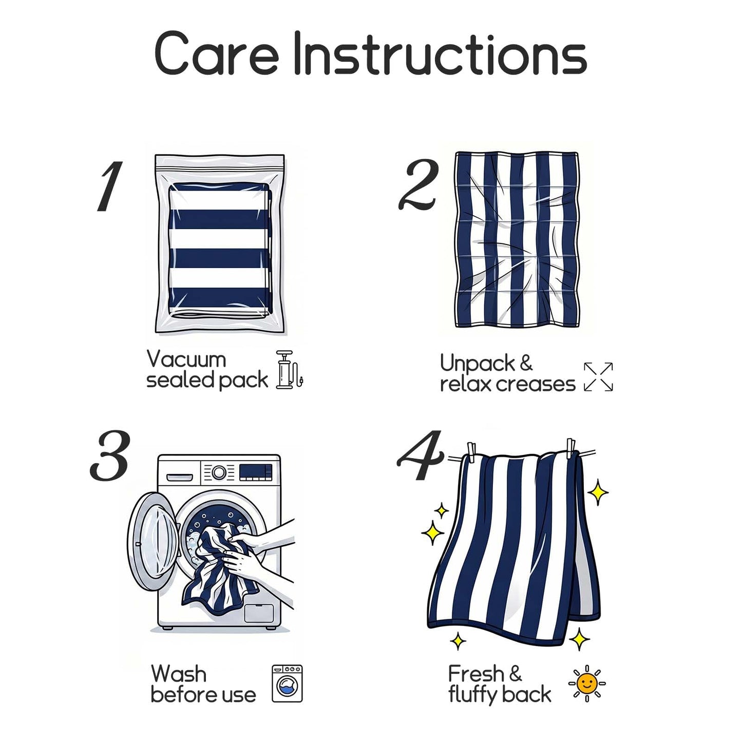 Ouxiaobai Cotton Oversized Beach Towel - 180 x 90 CM Striped Pool Towel, Soft Velour Cabana Swim Towel