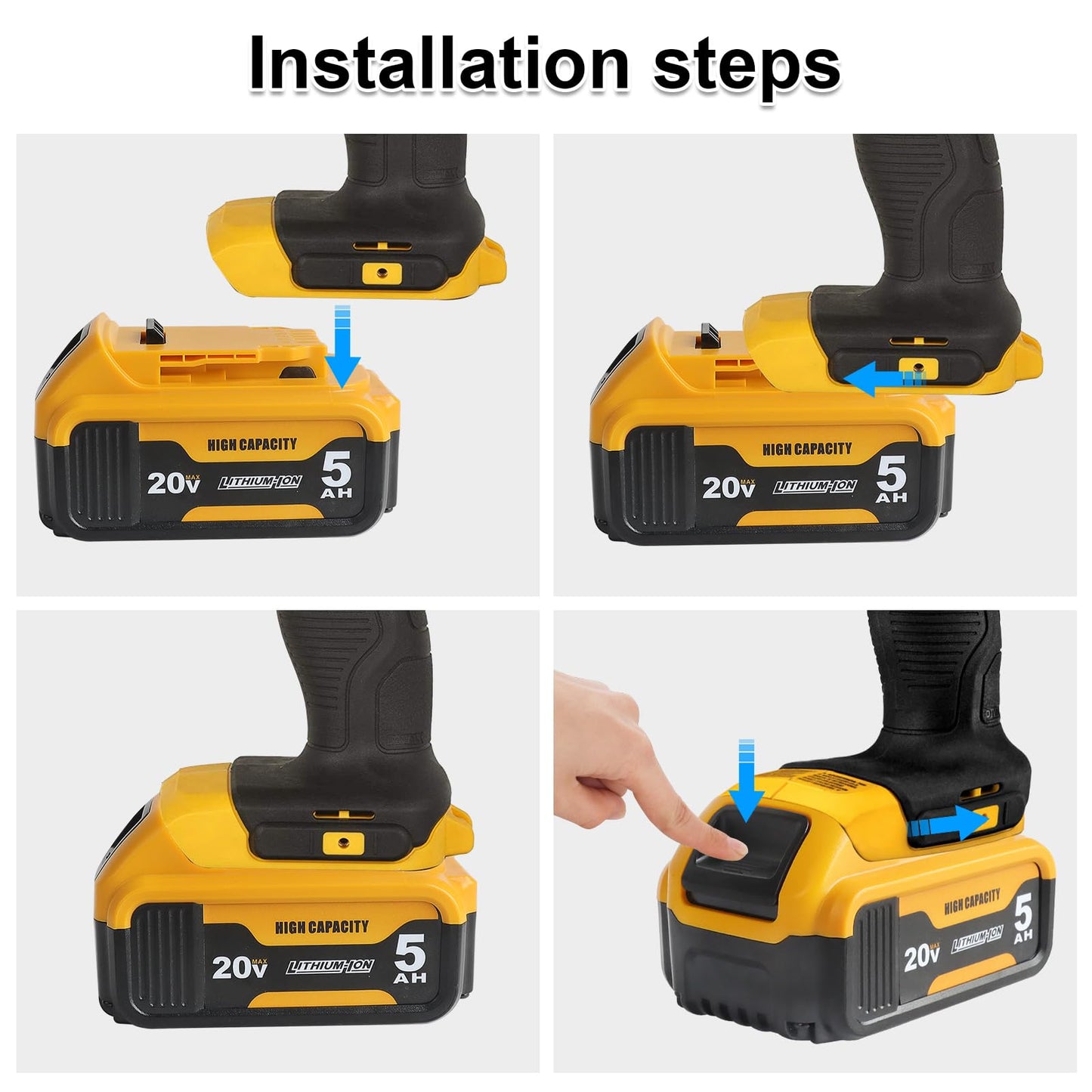 2Packs Compatible with Dewalt 20V MAX Battery 5.0Ah Lithium Replacement for DCB200 DCB201 DCB203 DCB204 DCB206 DCB208 Cordless Power Tools & Chargers DCB112 DCB115