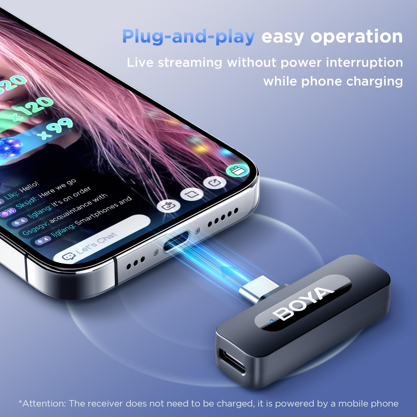 Boya BY-V20 New USB C Wireless Lavalier Microphone for Android PC, 100m Range, Mini Dual Lapel Microphone for Video Recording, Vlog, YouTube, TikTok Video Recording