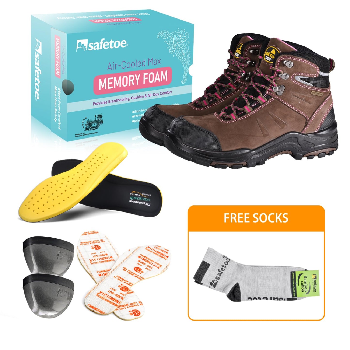 Women's Steel Toe Boots Waterproof Cow Leather Lightweight Work Boots for Women Fire Safety Boots Non Slip Puncture Resistant(Size 7)
