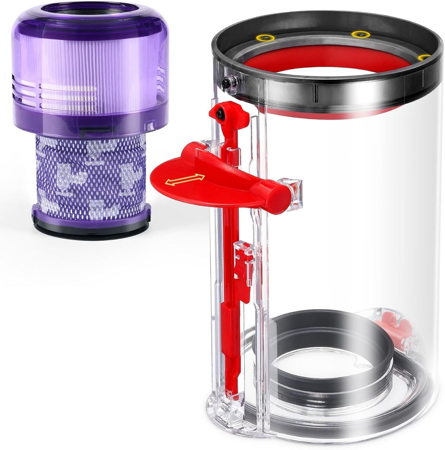 Upgraded Dust Bin Replacement Compatible with Dyson V11 V15 SV14 SV15 SV22 Vacuum Cleaner, Clear Bin Compatible with Dyson Canister Part No.970050-01/965443-01
