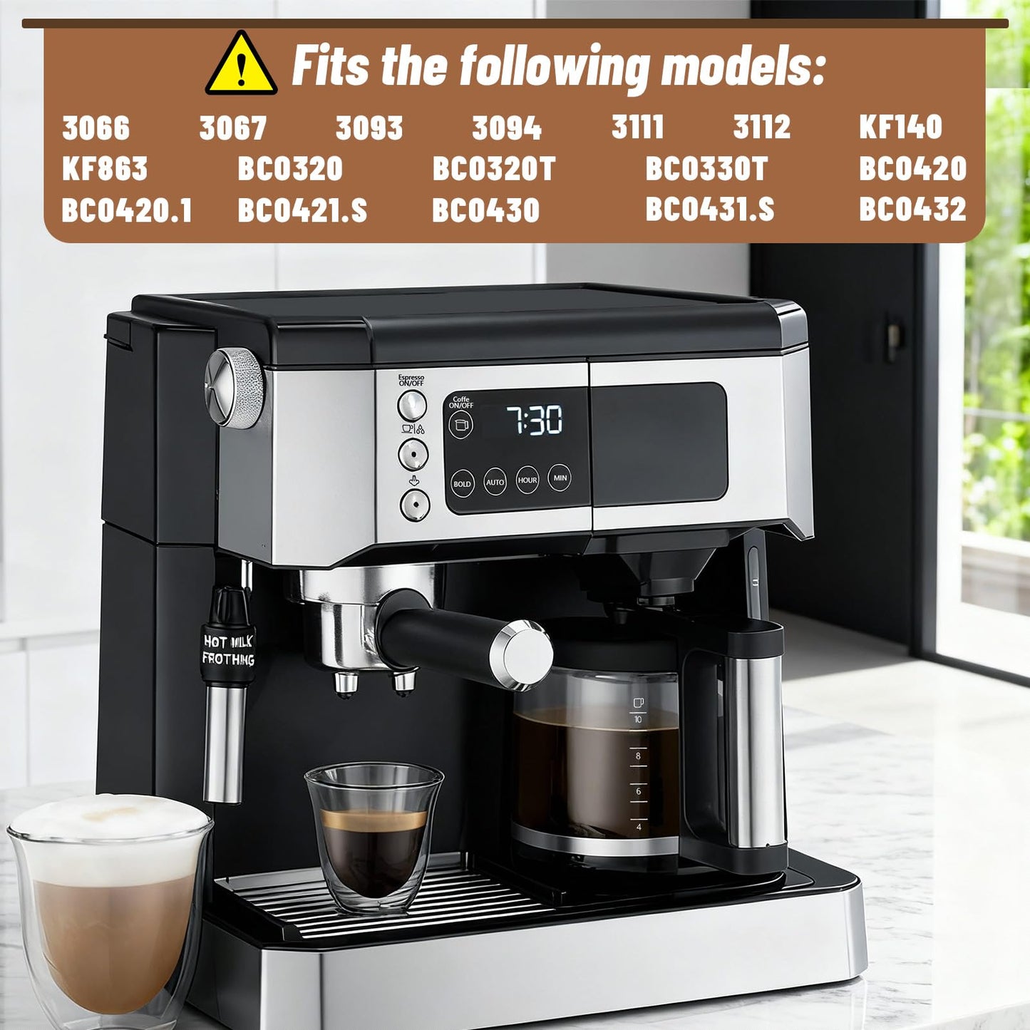 10-Cup Coffee Pot Replacement for De'Longhi COM532M 3066 3067 3093 3094 3111 3112 KF140 KF863 & BCO Series, Glass Carafe Compatible with De'Longhi Coffee Maker Espresso Machine