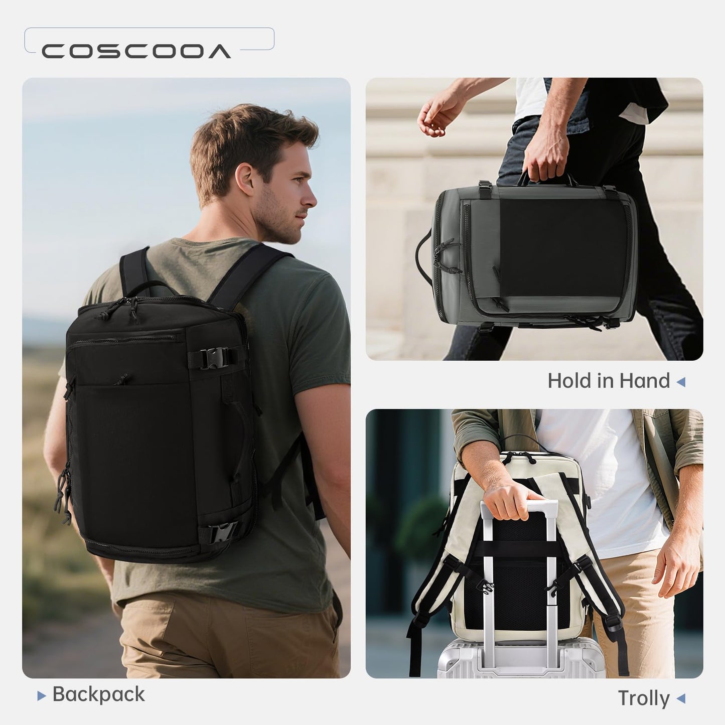 COSCOOA 6x13x17 inch Personal Item Bag for Budget Flight in Canada,15x33x43 cm Travel Bag,Expandable Carry On Travel Backpack,Underseat Travel Duffel Bag