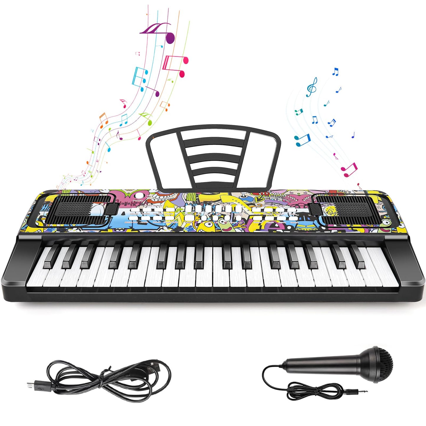 M SANMERSEN Piano for Kids, Piano Keyboard Kids Music Keyboards 37 Keys Electronic Pianos with Music Book Bracket Musical Toys for Beginners 3-8 Years Old Girls Boys