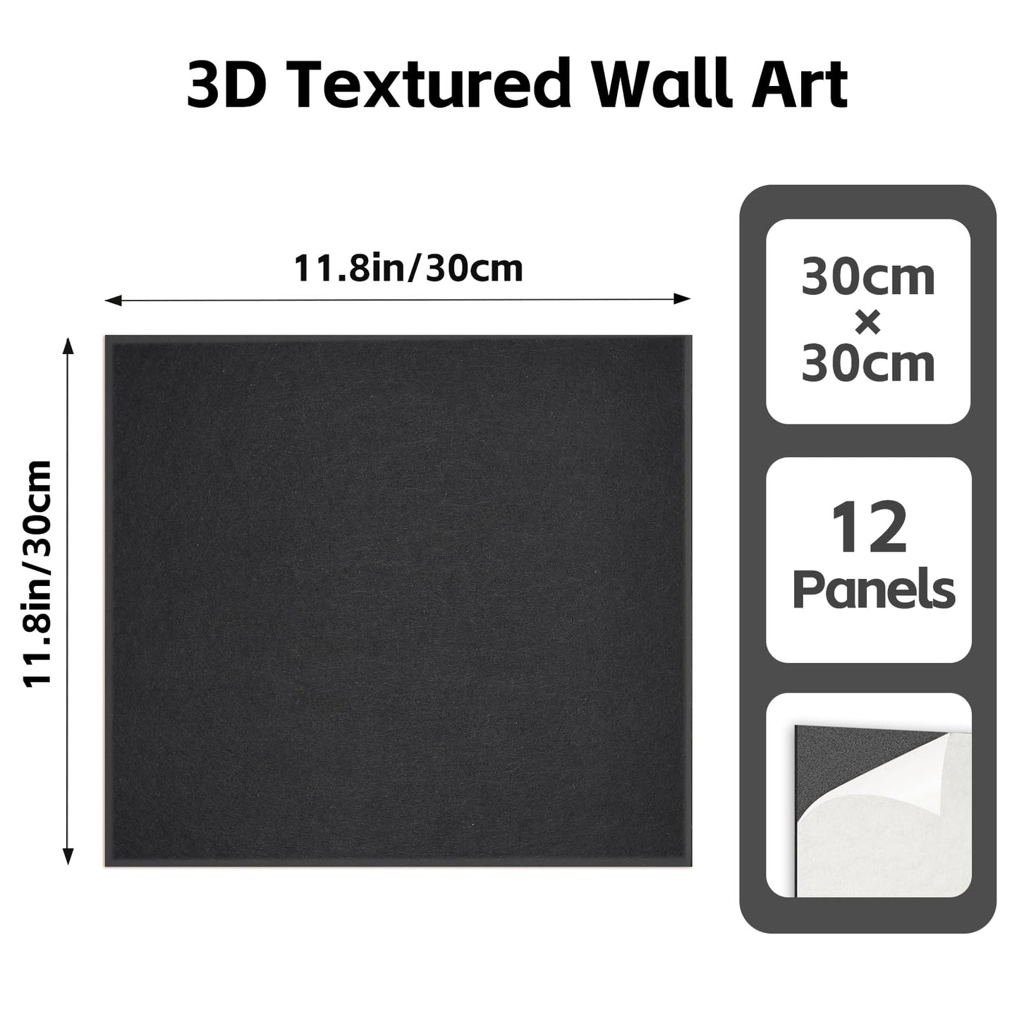 DALTACK Large Cork Board Alternative 48 x 36 inches Smooth Bulletin Board 12 Pack Removable Felt Wall Tiles Tableau Liege for Home Office Decor, Black