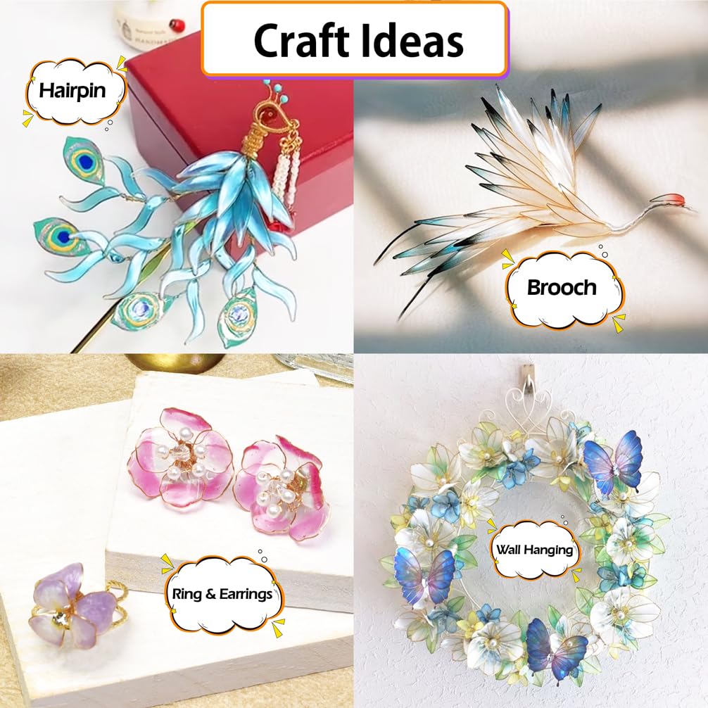 FUNSHOWCASE UV Dip Resin for Wire Flower, Low Odor&Clear UV Resin, UV Dip Resin Liquid for DIY Wire Art, Jewelry Making Glue 12 Color-40ml/Each