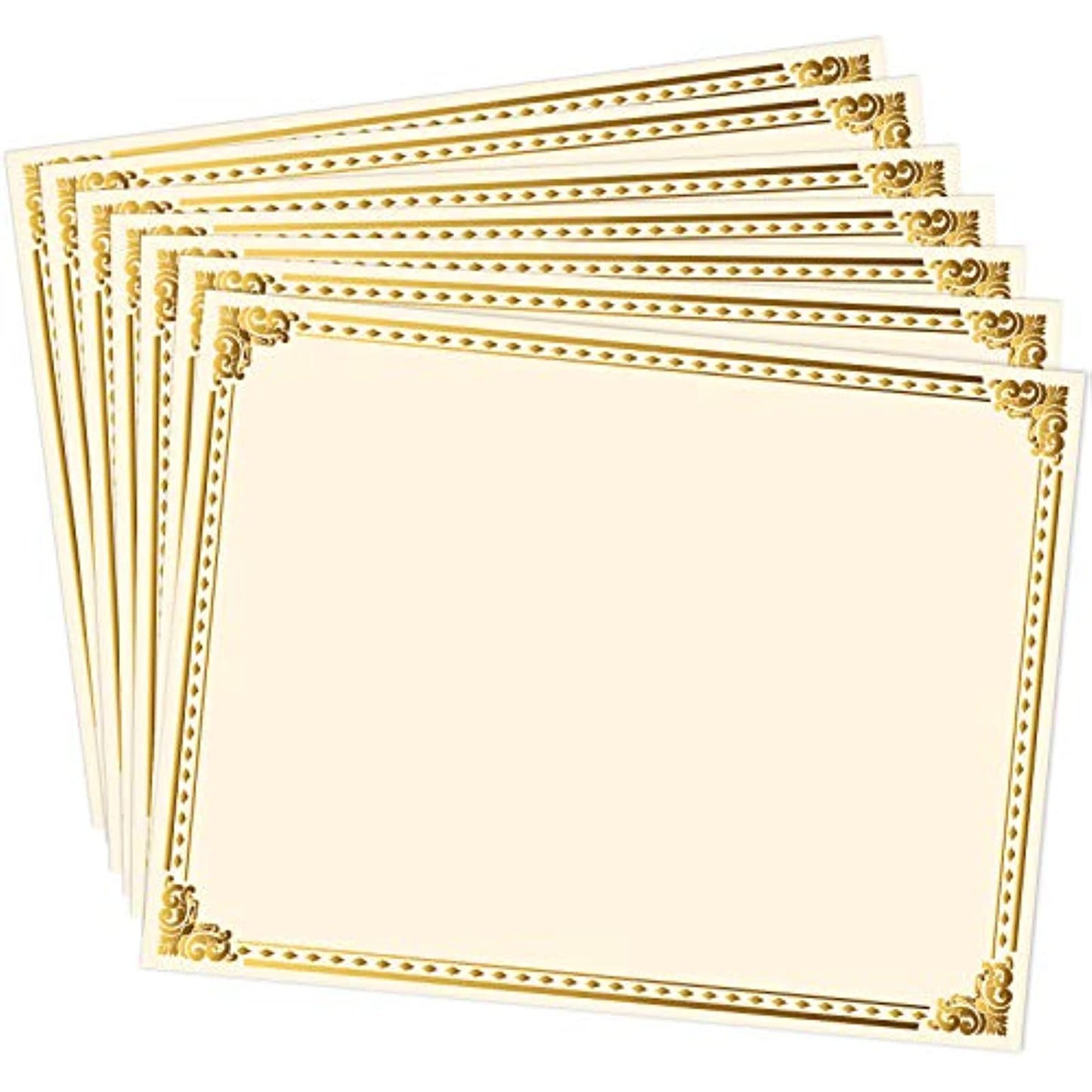 Chinco Certificate Paper Gold Foil Metallic Border Blank Award Certificate for Recognition Appreciation, Laser and Inkjet Printer Compatible, 11 x 8.5 Inches (200 Pieces)