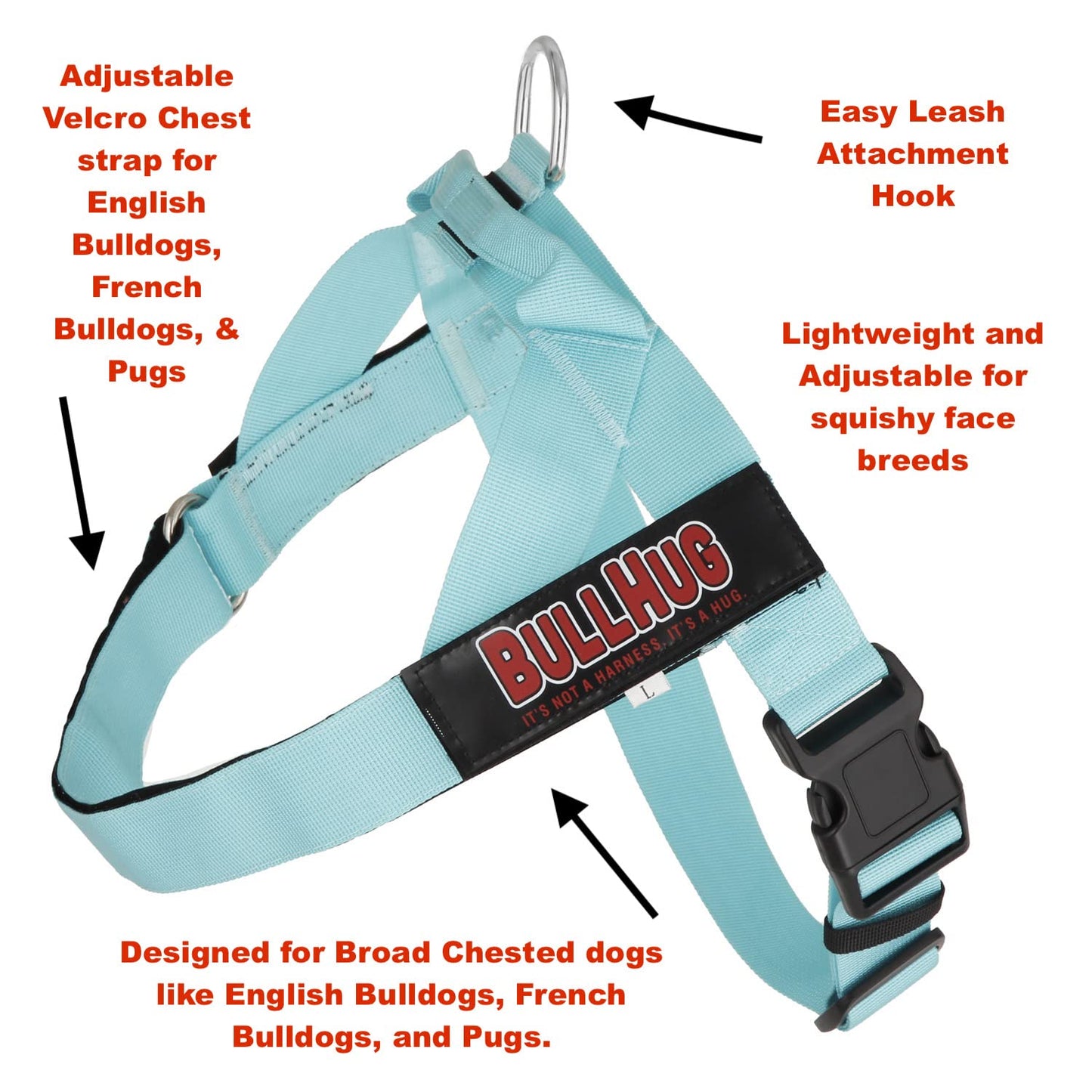 BULLHUG Adjustable Dog Harness – No Pull, No Choke – for English Bulldogs, French Bulldogs, Pugs & Broad-Chested Breeds – Easy, Safe Walks (Pink Floral, Large)