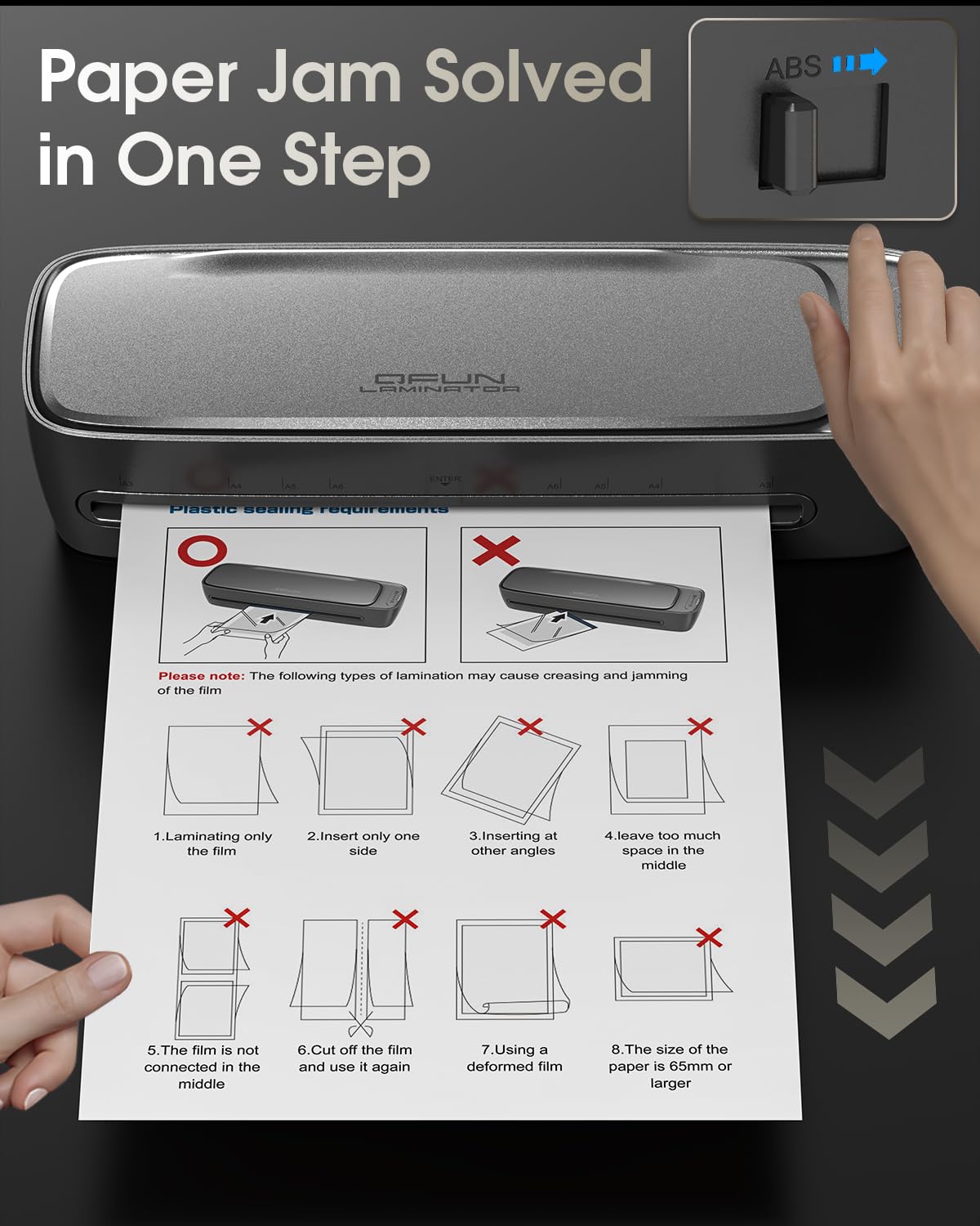 Qfun Laminator Machine 13 inch, Never Jam Thermal Laminator with NTC Constant Temp & 60s Warm-Up, 9-in-1 Hot & Cold Office Laminating Machine with 30 Laminating Sheets for School Home Gift
