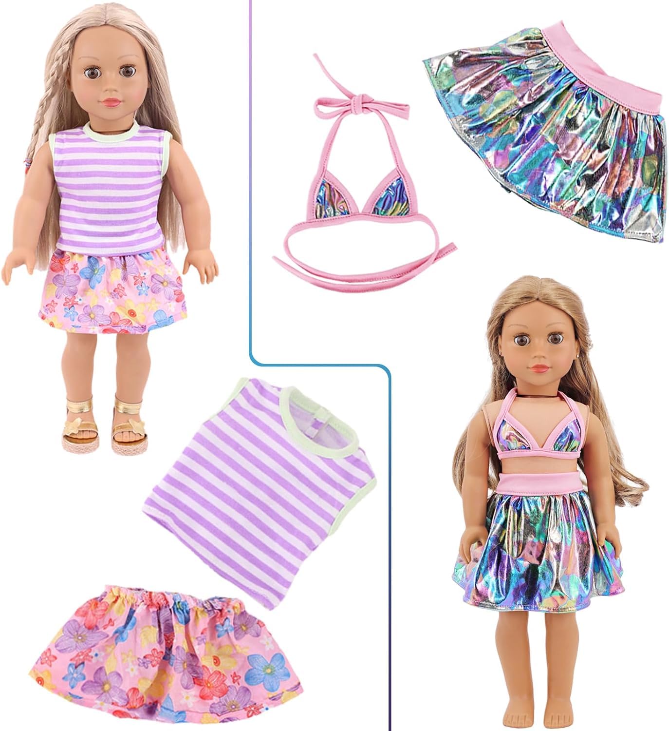 AK KYC 10 Sets American 18 Inch Doll Clothes and Accessories Include Doll Clothing Dress Fit for 18 inch Dolls ( Not Include Doll )