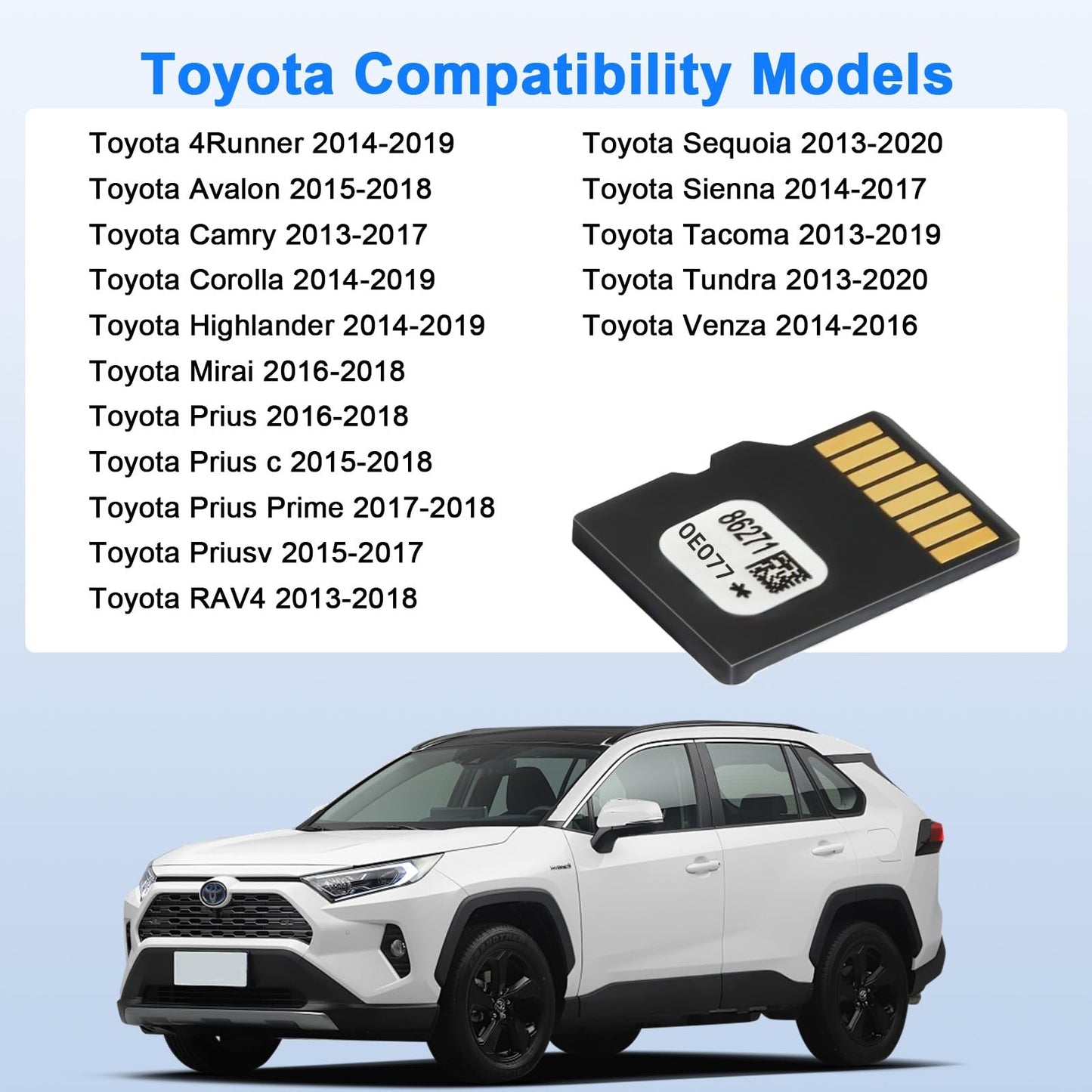 Latest Navigation SD Card Update Version for Toyota RAV4 Camry Corolla Highlander 4Runner Tundra - 86271-0E077 Toyota Navigation Micro SD Card GPS Map for USA/CAN/MX