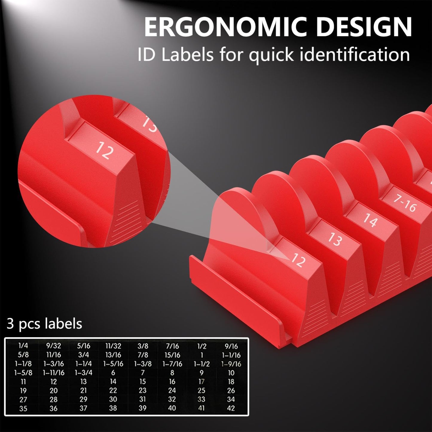 DEHOYI 80 pcs Modular Wrench Organizers for Tool Drawers - Wrench Rack with Metric&SAE Labels, Perfect Tool Storage Holder with Magnet. Gift for Father, Brother and Boyfriend (with Magnets)