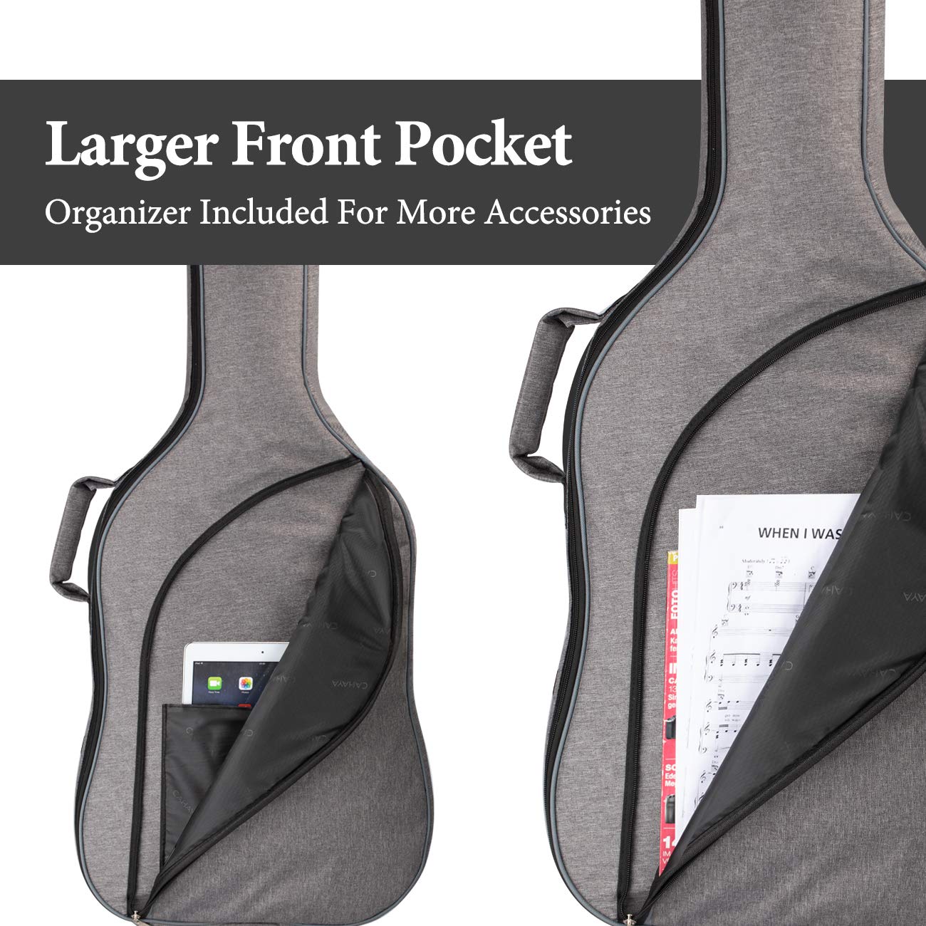 CAHAYA Electric Bass Guitar Bag Padded Backpack Gig Bag 0.3 inch Padding Soft Case Lightweight Grey CY0202-1