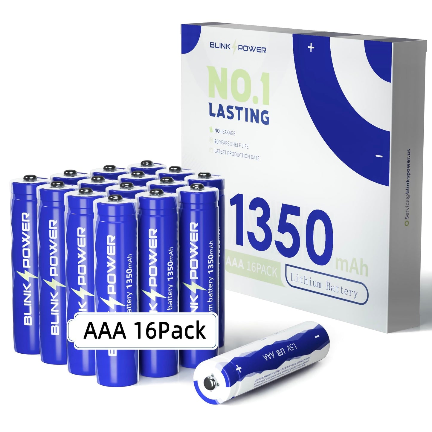 Blinkspower™ Triple A Lithium Batteries, 16 Pack NO.1 Lasting 1350mAh 1.5V AAA Lithium Batteries, for High-Tech Devices【Non-Rechargeable】