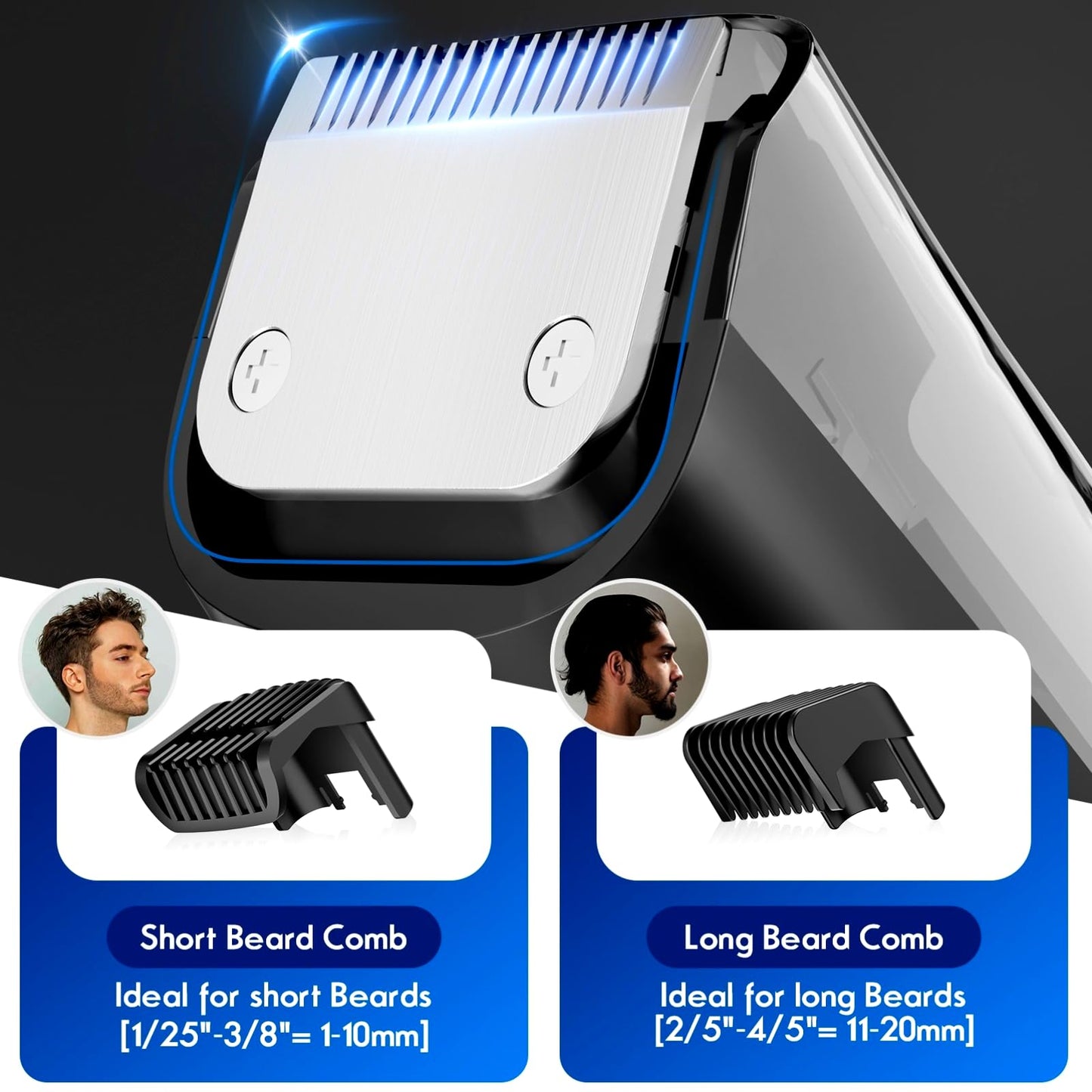 ATVOXIS Vacuum Beard Trimmer for Men Rechargeable, IPX6 Waterproof Mustache Trimmer with Adjustable Length Combs (1/25’’-4/5’’), Men’s Electric Stubble Trimmer, Cordless with Built-in Vacuum (Black)