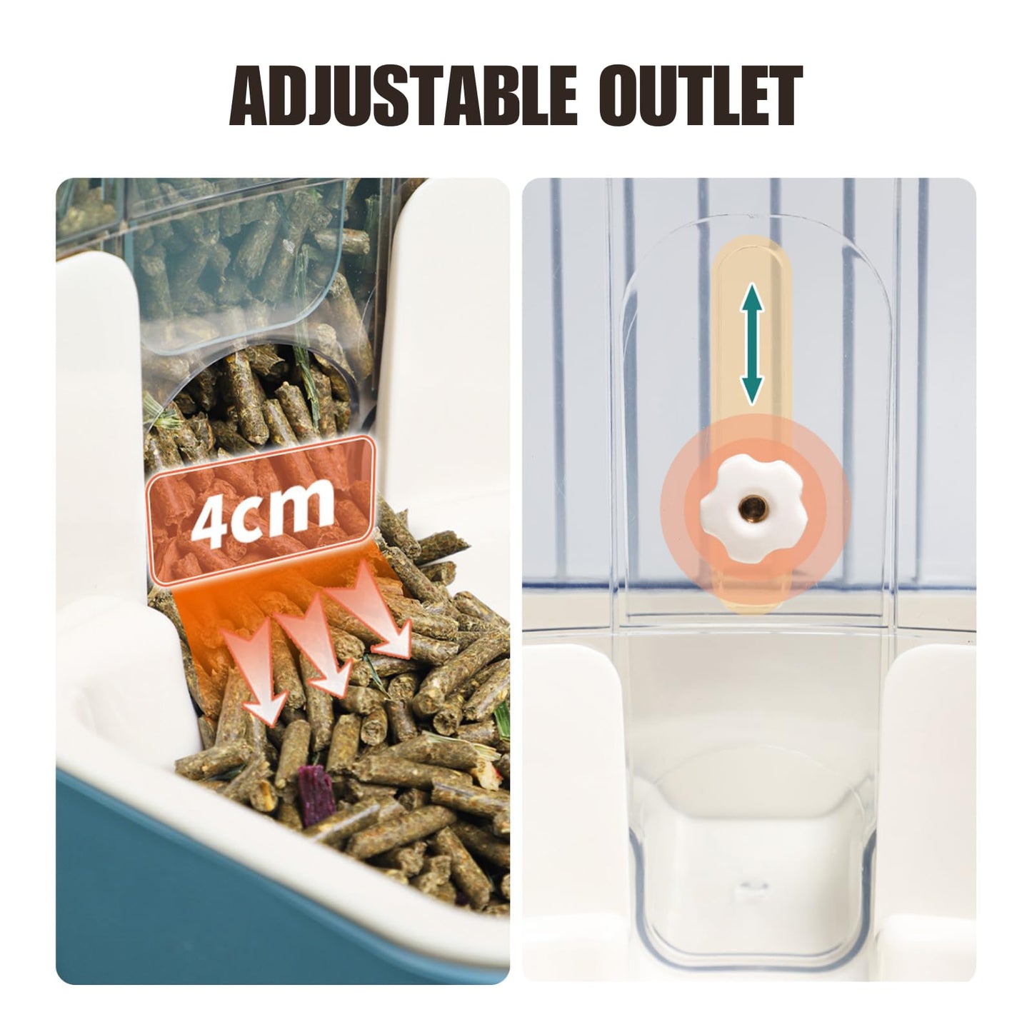 Automatic Pet Food Water Dispenser, Auto Gravity Pet Feeder Water Bottle Set for Crate, Feeding Station for Small Dog Cat Rabbit Guinea Pigs Chinchilla Ferret Hedgehog (Grey)