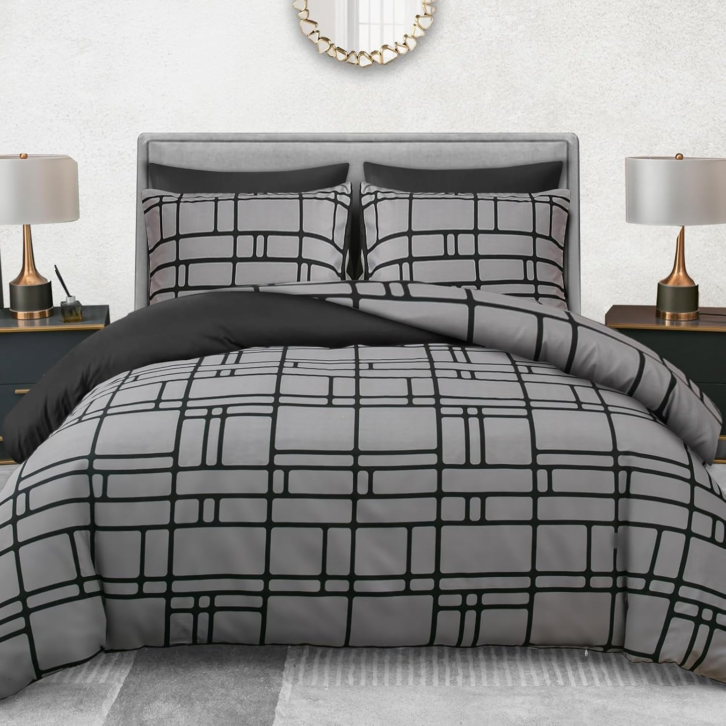 Pamposh Duvet Cover Queen Premium Microfiber Bedding Set 3 Pieces Includes 1 Queen Size Duvet Cover (90" x 90") with Zipper Closure & 2 Pillow Shams