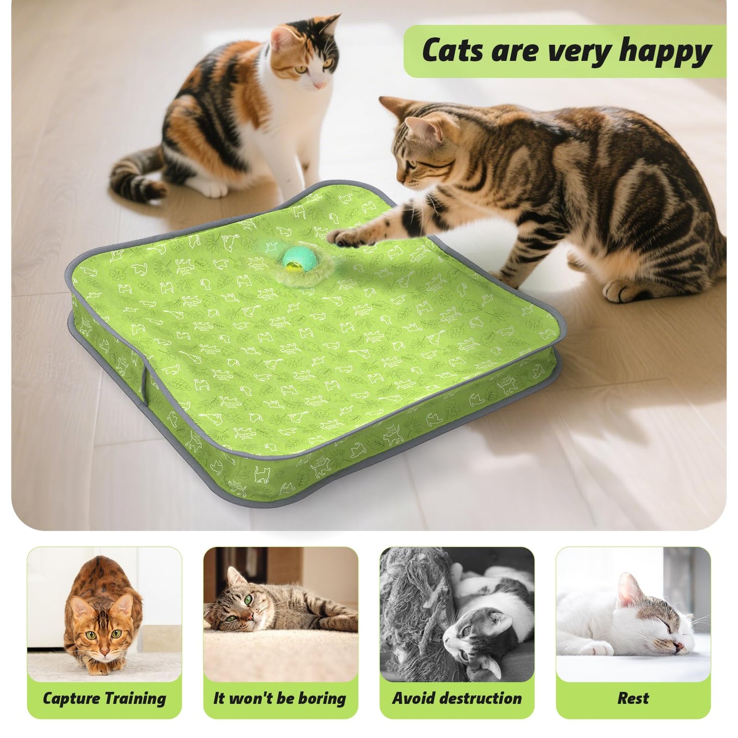 FUGODIWI Interactive Cat Toy for Indoor Cats - Automatic Rolling Cat Ball with Motion Activated Chirping & Light,Hide and Seek Mouse Game,Stimulates Hunting Instincts,Fun Kitten Enrichment Toy