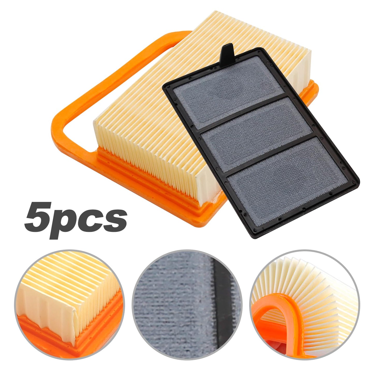 laffoonparts 5 Pack TS420 Air Filter for Stihl Concrete Cutoff Saw TS410 TS420 TS410Z TS420Z TS480 TS500i Cutquik Saws, Air Filter Pre Cleaner Kit Replace#4238 141 0300 4238-140-1800